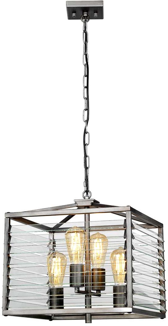 Elstead Lighting Louvre lámpara colgante 4x60 W gris/gris ceniza LOUVRE-4P