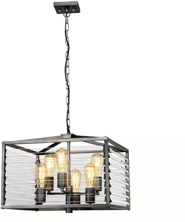 Elstead Lighting Louvre lámpara colgante 6x60 W gris/gris ceniza LOUVRE-6P