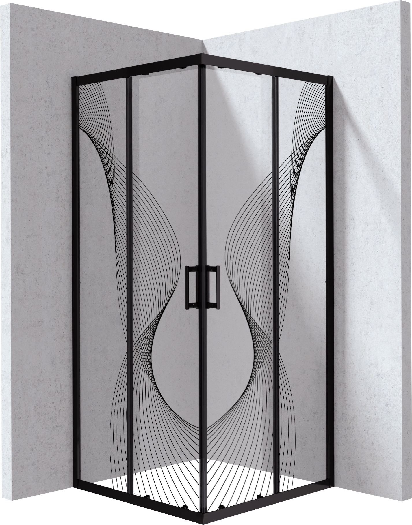 Deante Funkia Evo cabina de ducha 90x90 cm cuadrada negro mate/vidrio con patrón KYC_NB99P