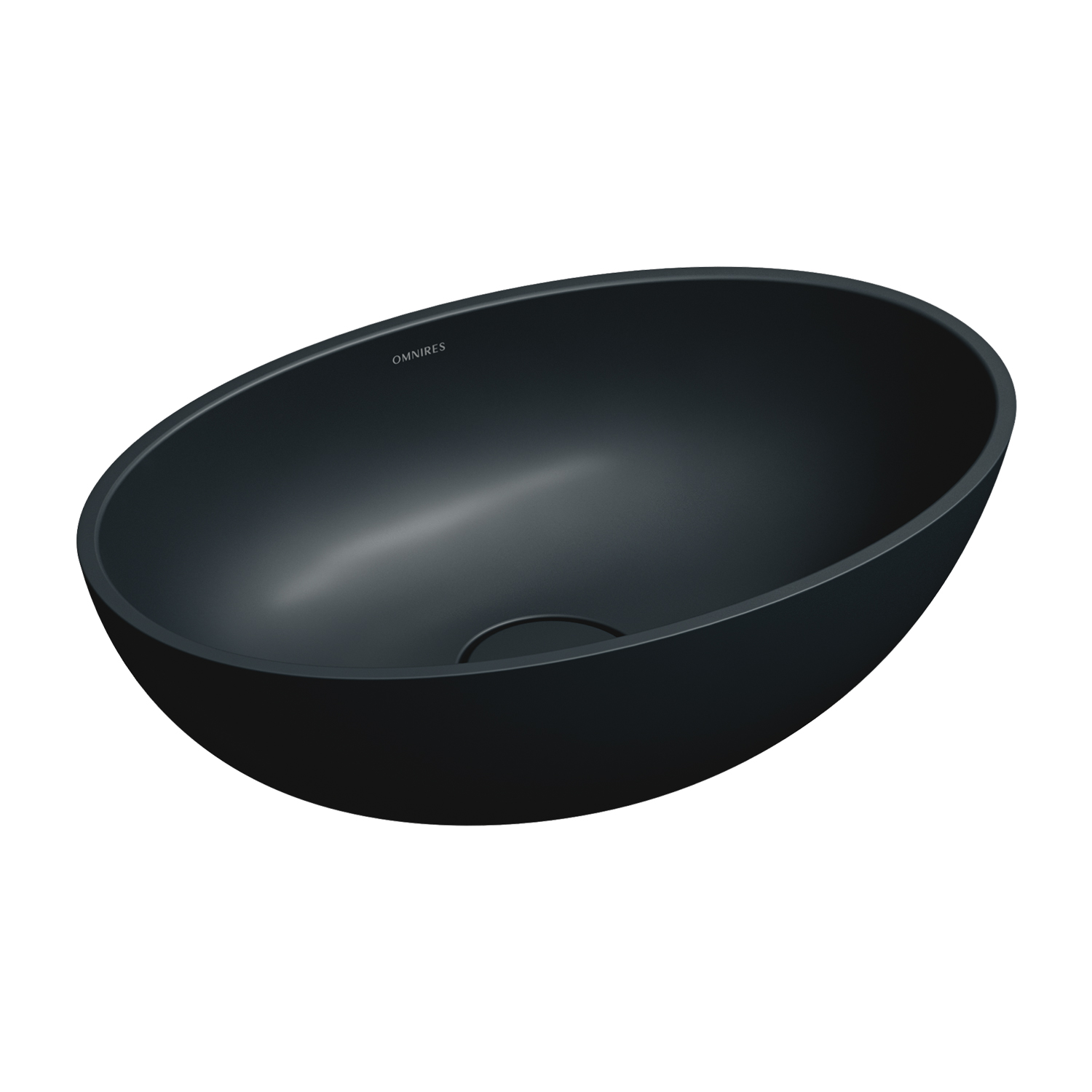 Omnires Shell M+ lavabo 50x32 cm oval sobre encimera negro mate SHELL500UNBLV