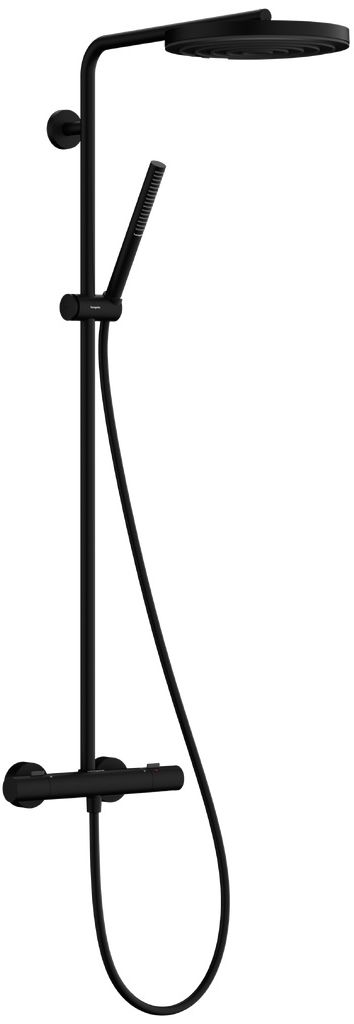 Hansgrohe Pulsify S Puro conjunto de ducha a pared con termostato con rociador con efecto lluvia negro 24222670