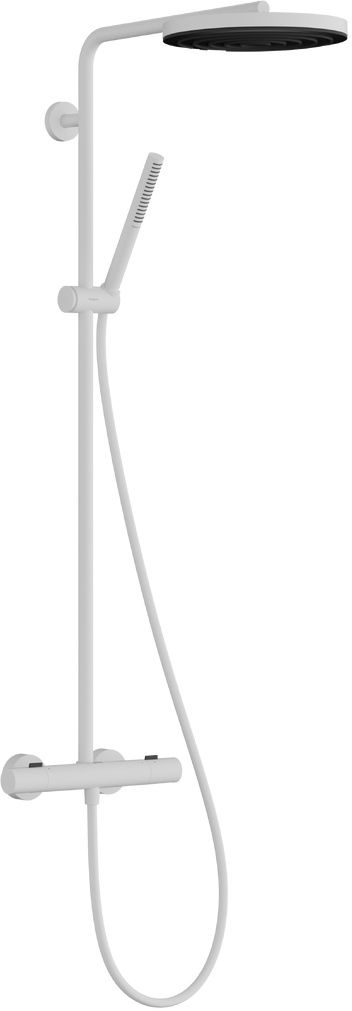 Hansgrohe Pulsify S Puro conjunto de ducha a pared con termostato con rociador con efecto lluvia blanco 24223700
