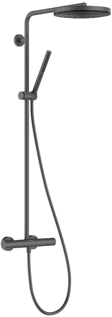 Hansgrohe Pulsify S Puro conjunto de ducha a pared con termostato con rociador con efecto lluvia cromo-negro 24223340