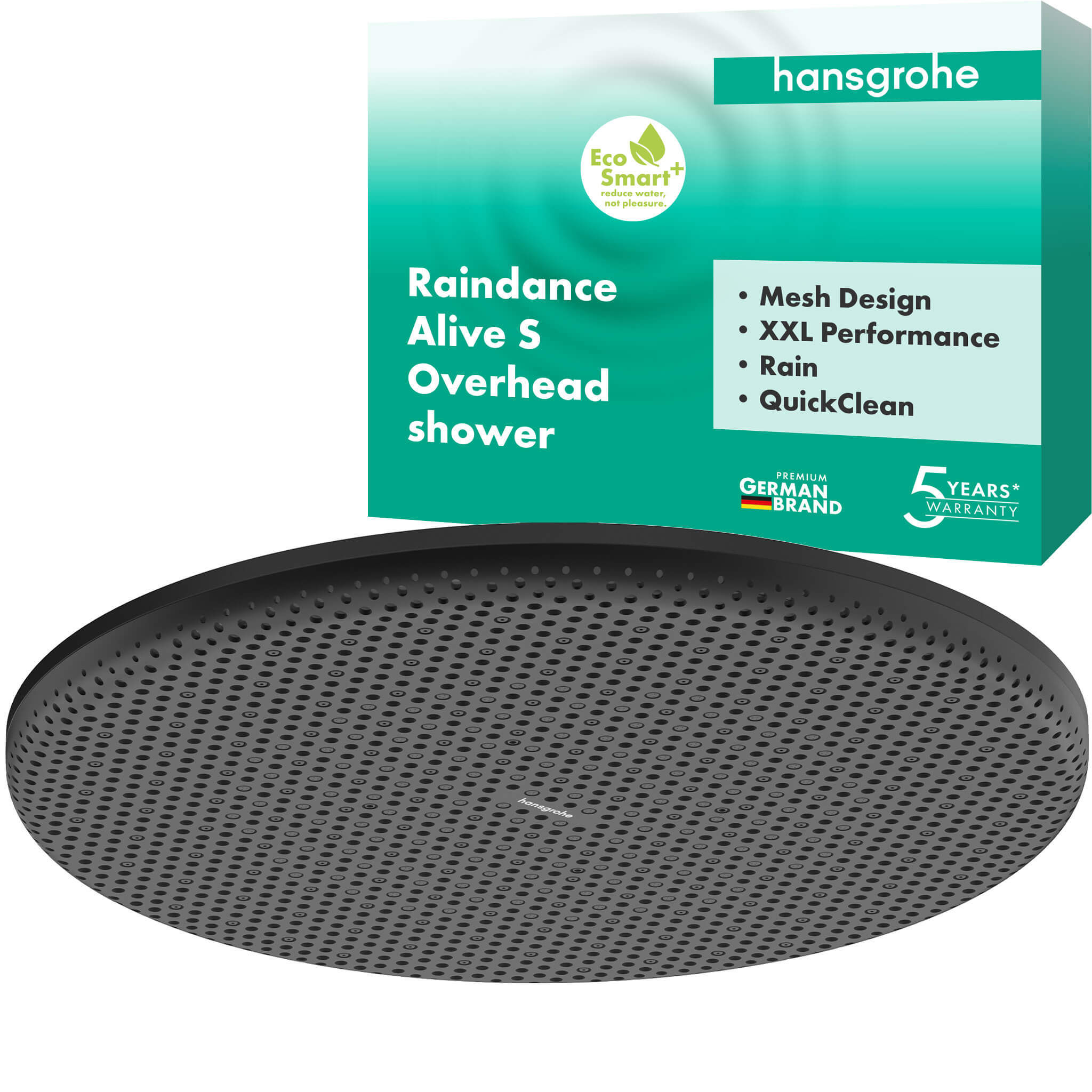 Hansgrohe Raindance Alive S ducha con efecto lluvia 30x30 cm circular negro 24523670