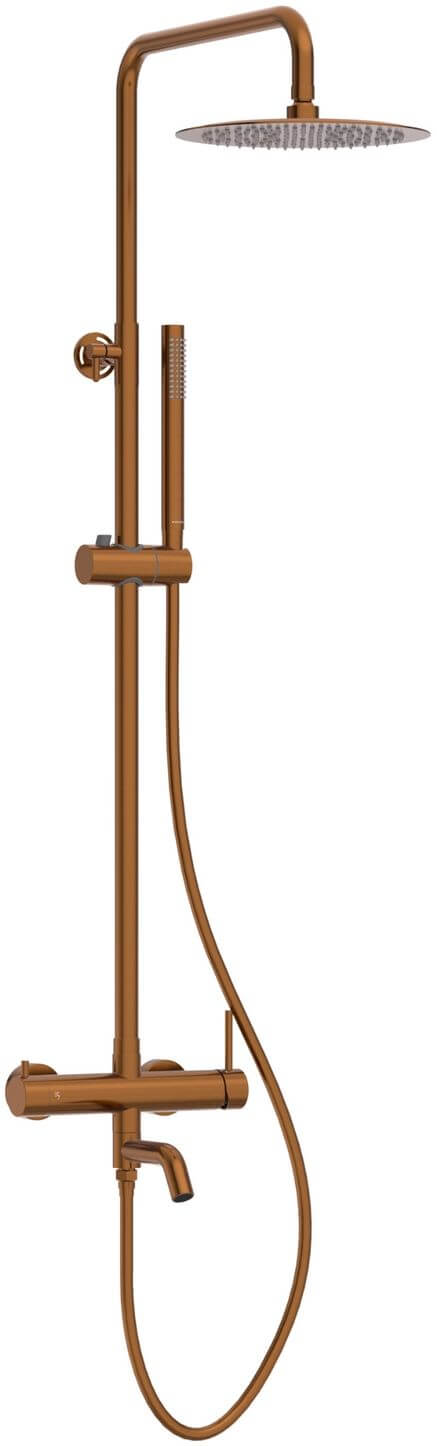 Balneo Cascade conjunto de ducha a pared con rociador con efecto lluvia cobre H0301050505