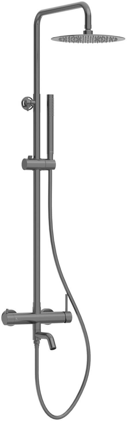 Balneo Cascade conjunto de ducha a pared con rociador con efecto lluvia grafito H0301070505