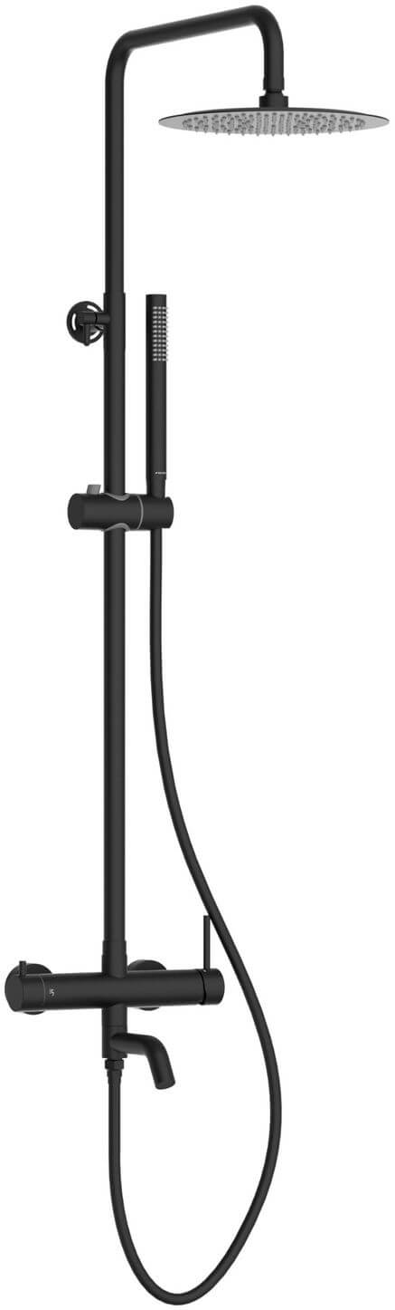 Balneo Cascade conjunto de ducha a pared con rociador con efecto lluvia negro H0301060505