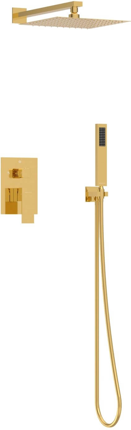 Balneo Cascade conjunto de ducha empotrado con rociador con efecto lluvia oro H0301030607