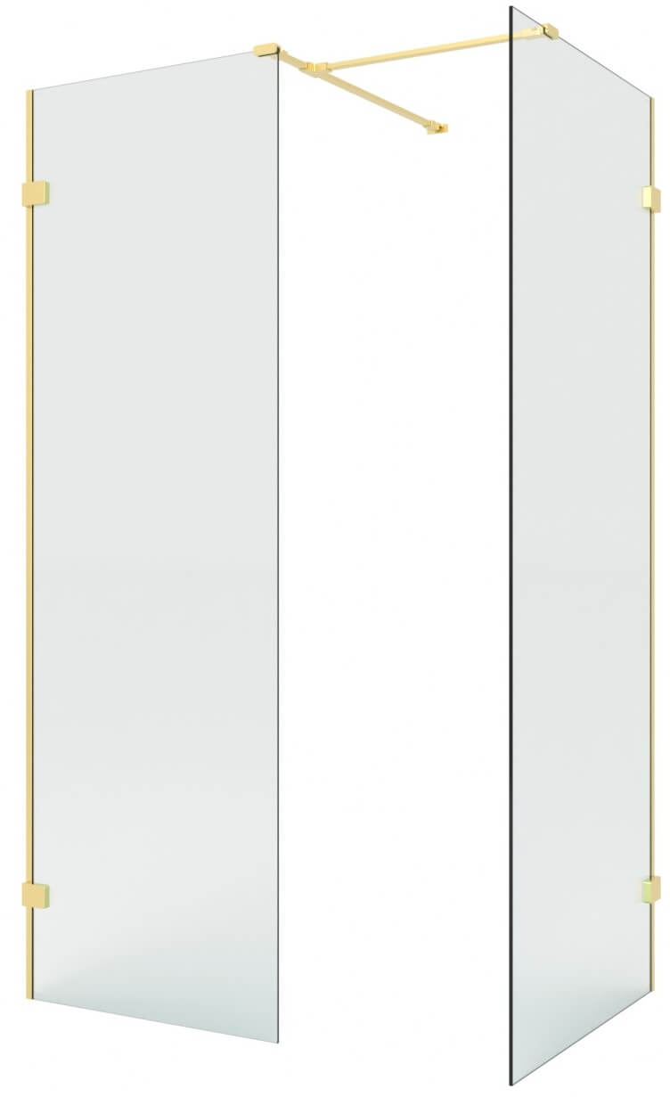 New Trendy Eventa Gold Brushed cabina de ducha walk-in 140x90 cm rectangular oro cepillado/vidrio transparente EXK-8436