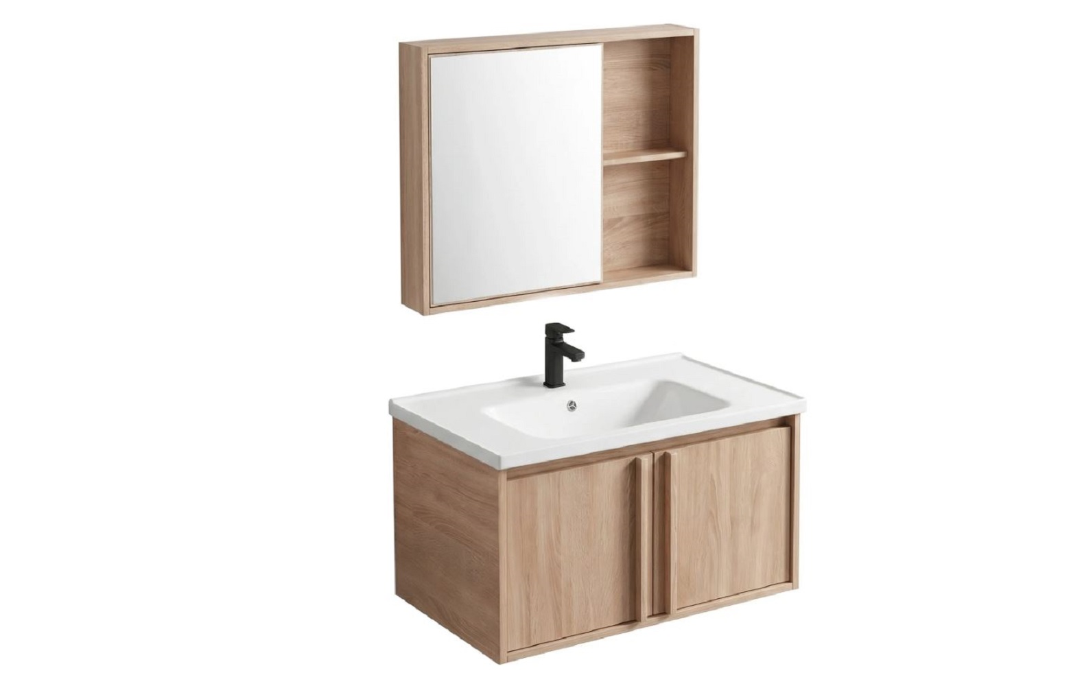 Rea Gama lavabo con mueble y espejo 70 cm marrón REA-M0209