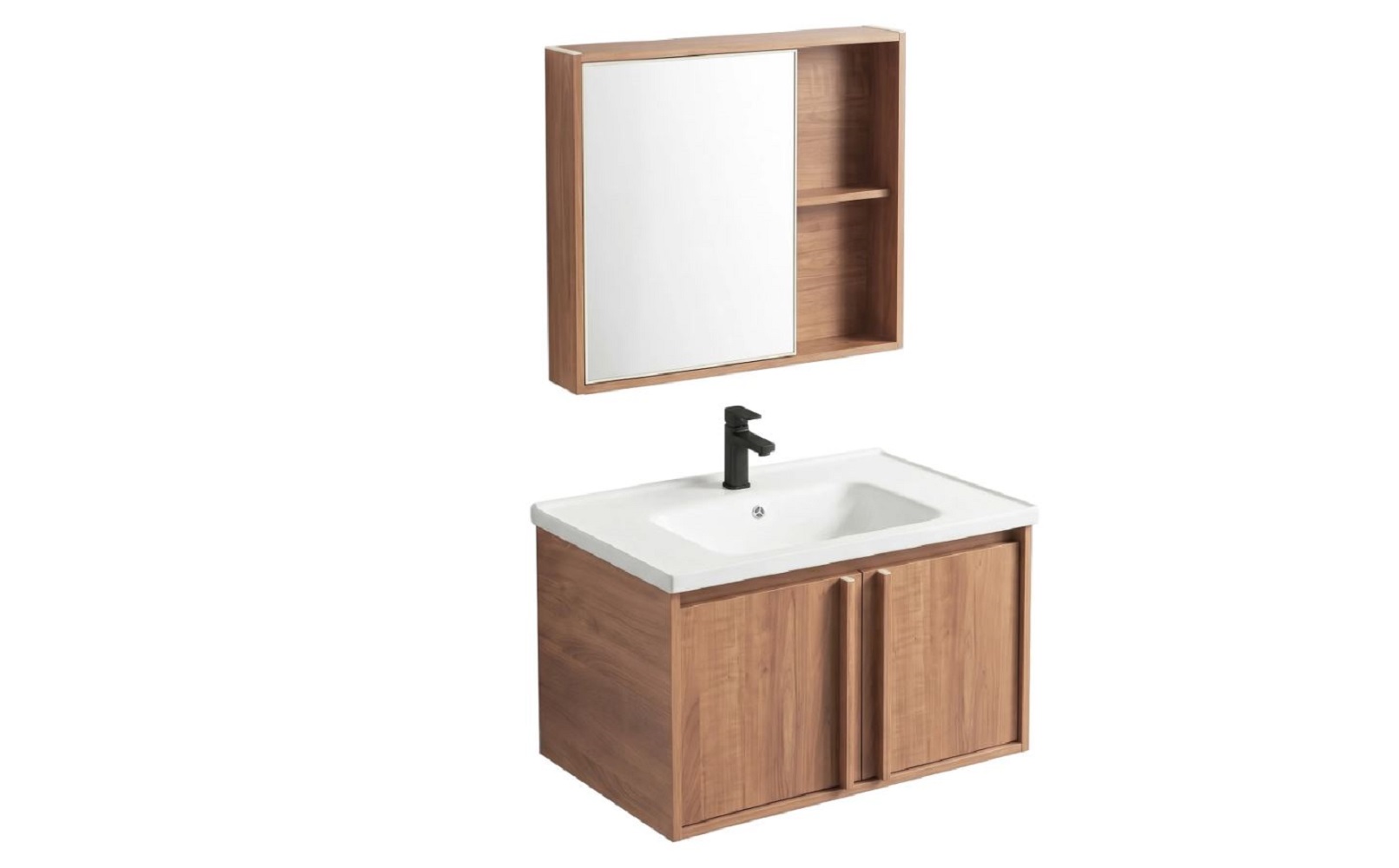 Rea Gama lavabo con mueble y espejo 80 cm marrón REA-M0212