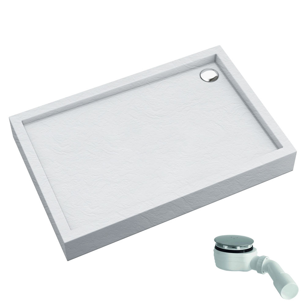 Schedline Favory Plus White Stone plato de ducha rectangular 120x80 cm blanco 3ST.F1P-80120/B/ST