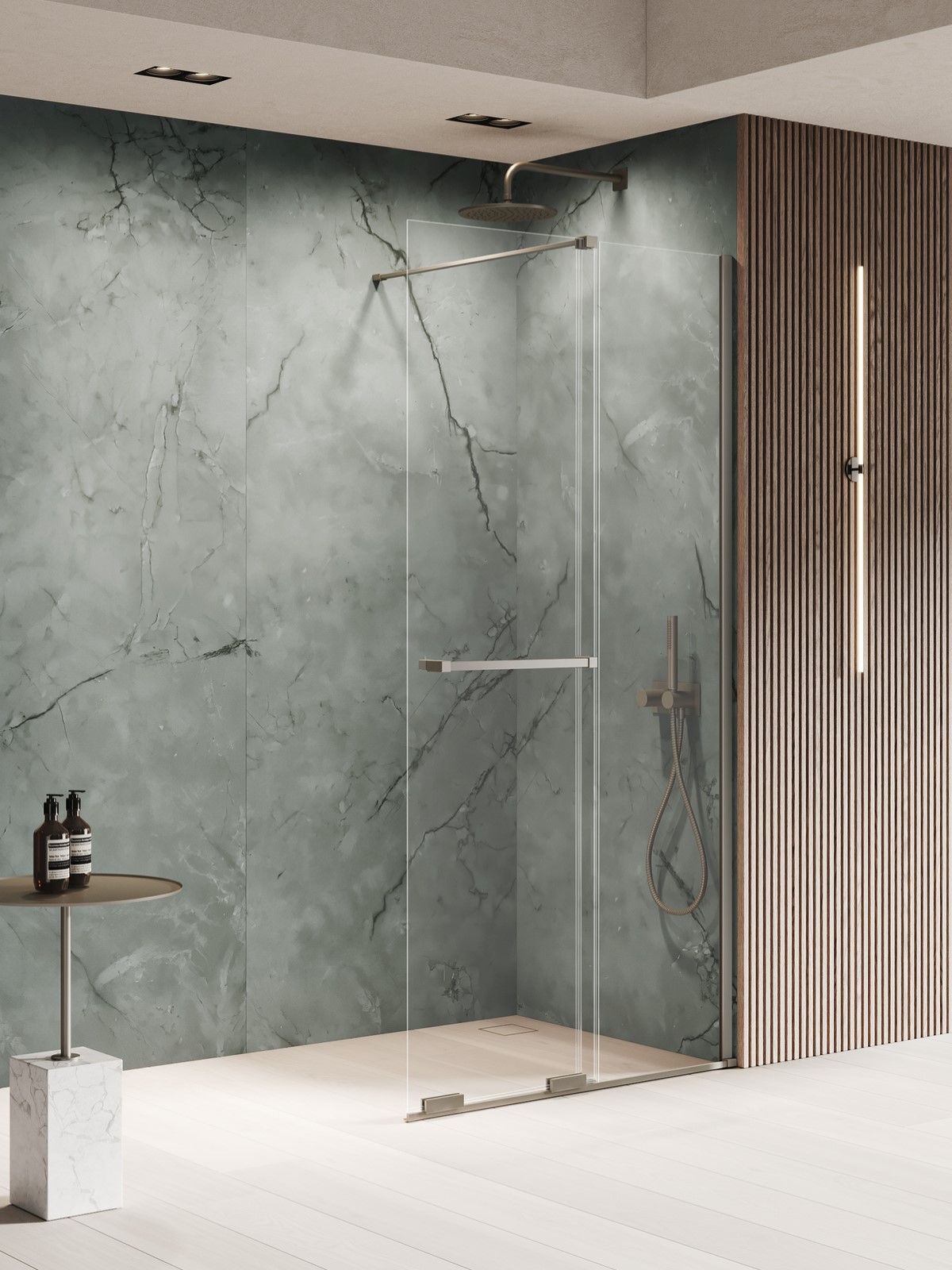 New Trendy Smart Gunmetal Brushed mampara de ducha walk-in 80 cm gris metálico cepillado/vidrio transparente EXK-7948