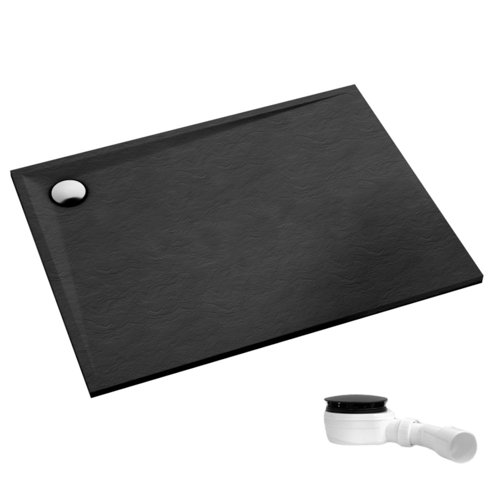 Schedpol Etrusco Black Stone plato de ducha rectangular 90x80 cm negro 3.472/C/ST