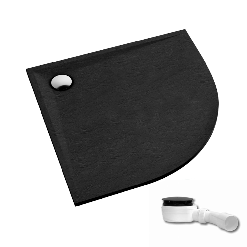 Schedpol Etrusco Black Stone plato de ducha semicircular 90x90 cm negro 3.464/C/ST