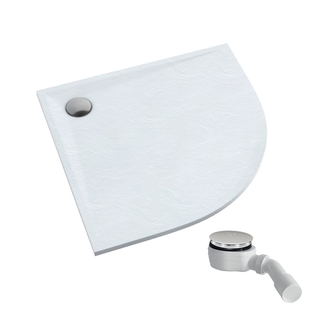 Schedpol Etrusco White Stone plato de ducha semicircular 80x80 cm blanco 3.463/B/ST