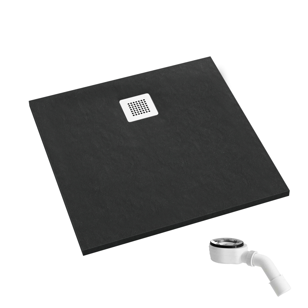 Schedpol Kalait Black Stone plato de ducha cuadrado 80x80 cm negro 3.3200/C/ST-M2