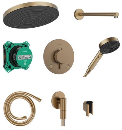 Hansgrohe Pulsify S conjunto de ducha empotrado con termostato con rociador con efecto lluvia || 24624140