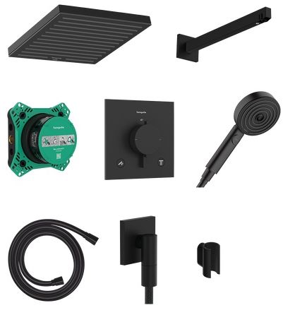Hansgrohe Pulsify E conjunto de ducha empotrado con termostato con rociador con efecto lluvia negro 24625670