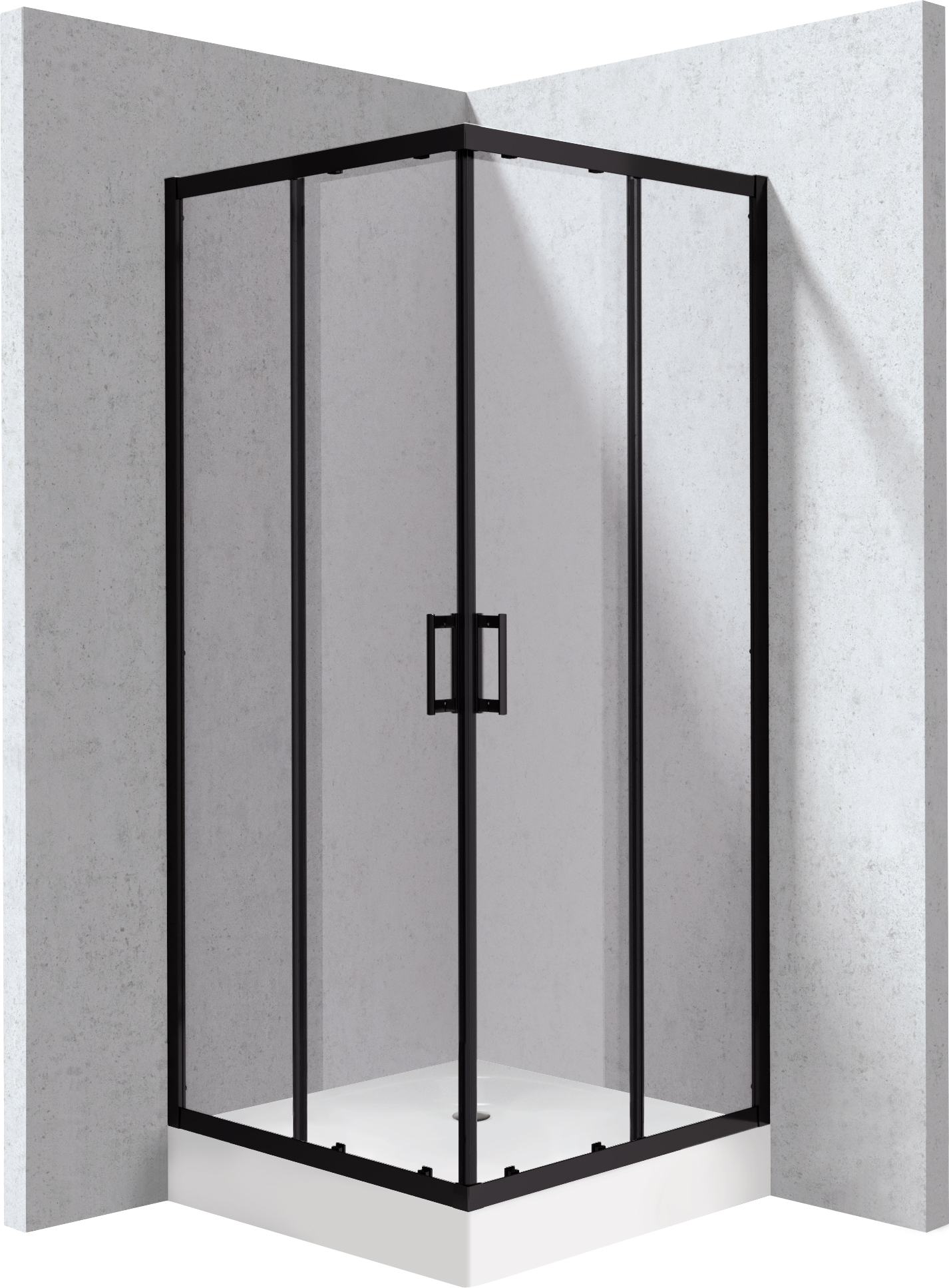 Deante Funkia Evo cabina con plato de ducha 90x90 cm cuadrada negro mate/vidrio transparente KYCZN099P