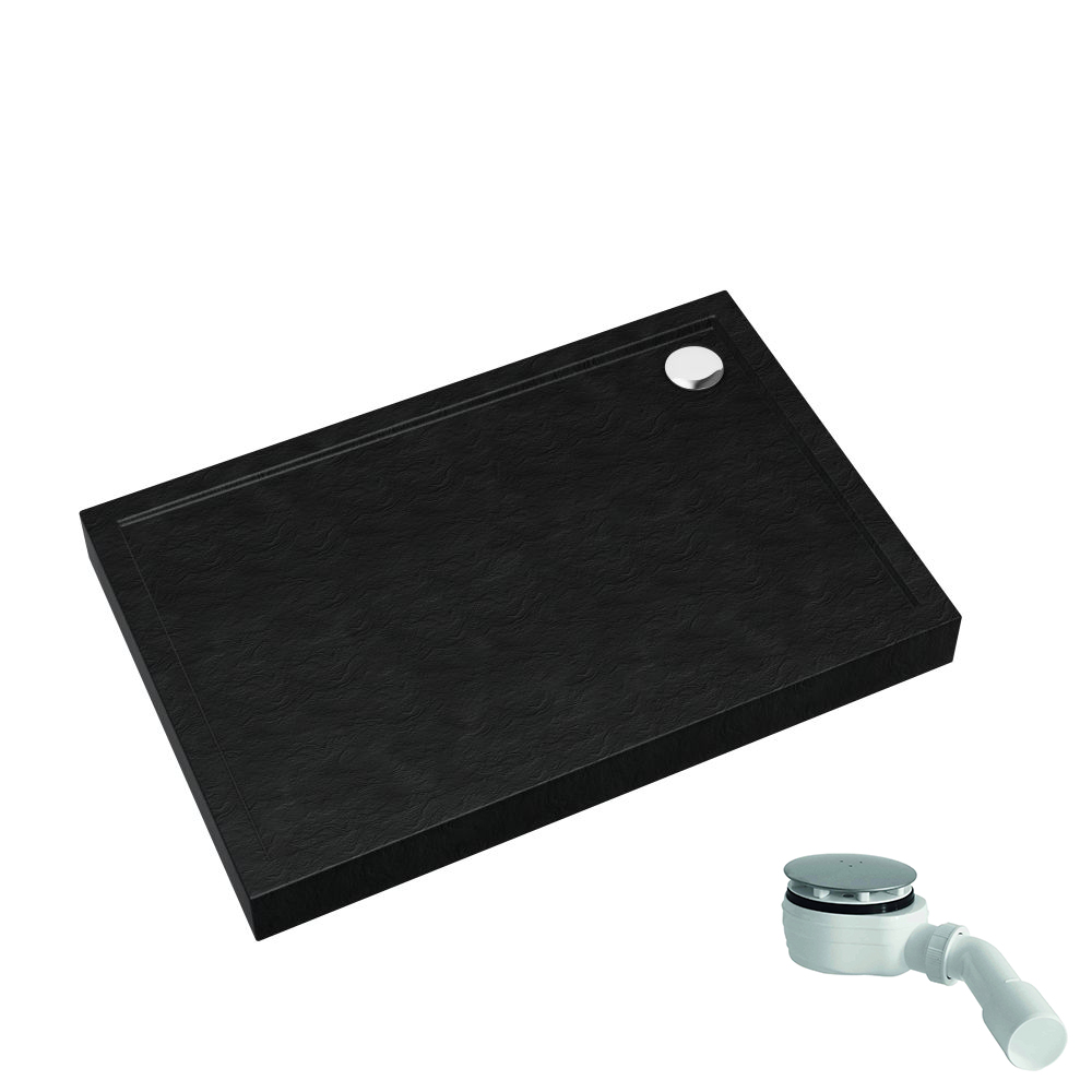 Schedpol Competia New Black Stone plato de ducha rectangular 100x80 cm negro 3.4636/C/ST