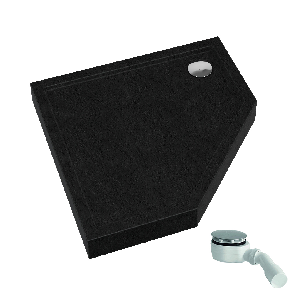 Schedpol Competia New Black Stone plato de ducha pentagonal 90x90 cm negro 3.4698/C/ST