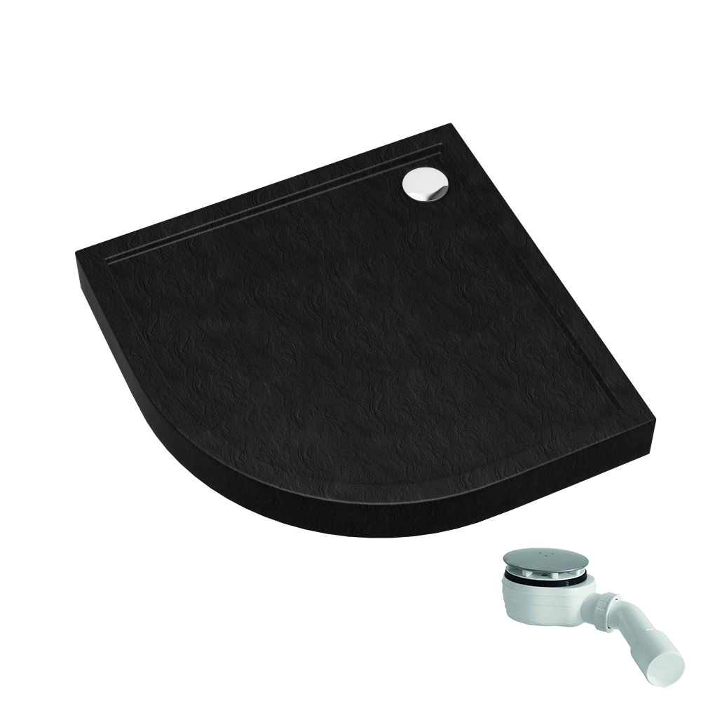 Schedpol Competia New Black Stone plato de ducha semicircular 90x90 cm negro 3.4634/C/ST