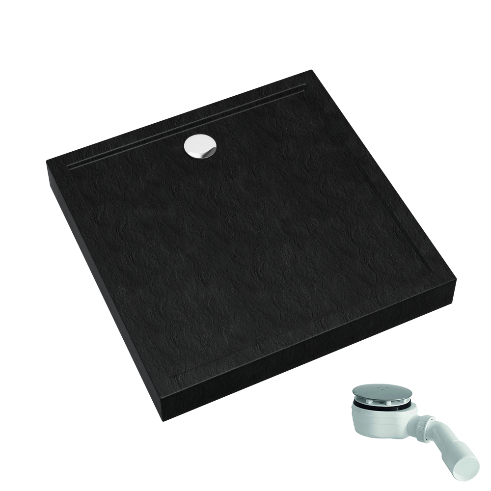 Schedpol Competia New Black Stone plato de ducha cuadrado 90x90 cm negro 3.4831/C/ST