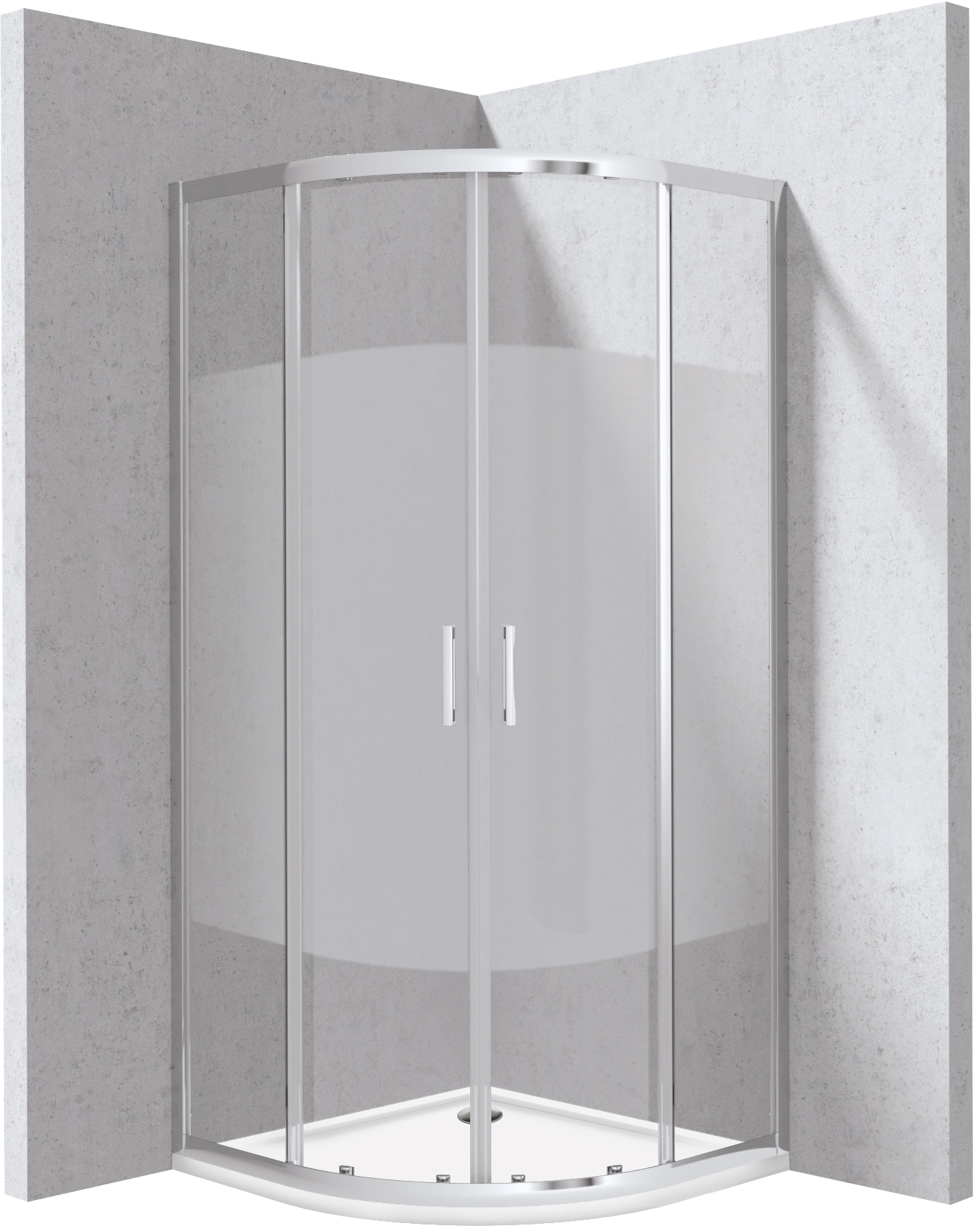 Deante Funkia Evo cabina con plato de ducha 90x90 cm semicircular cromo brillo/vidrio con patrón KYPP0E99P