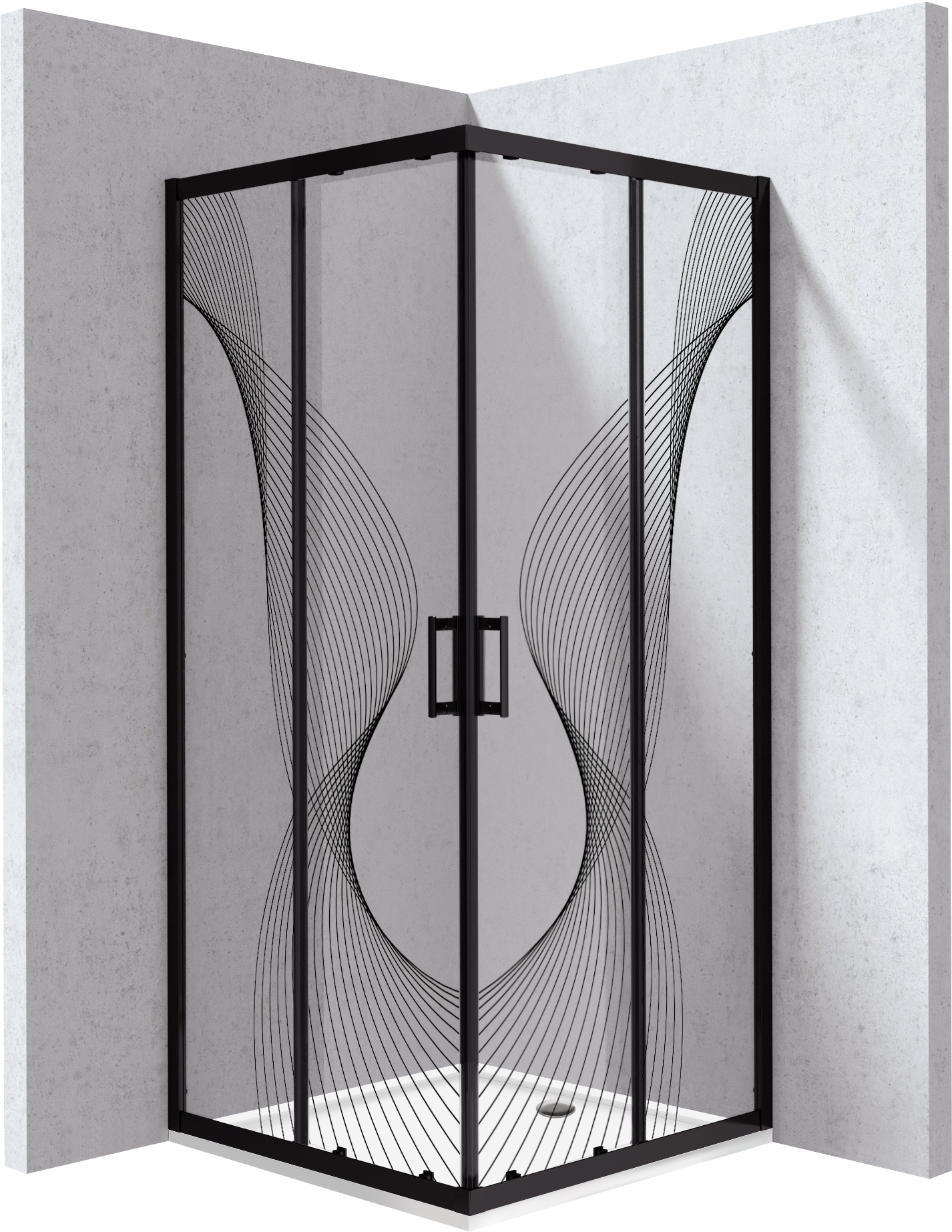 Deante Funkia Evo cabina con plato de ducha 90x90 cm cuadrada negro mate/vidrio con patrón KYCPNB99P