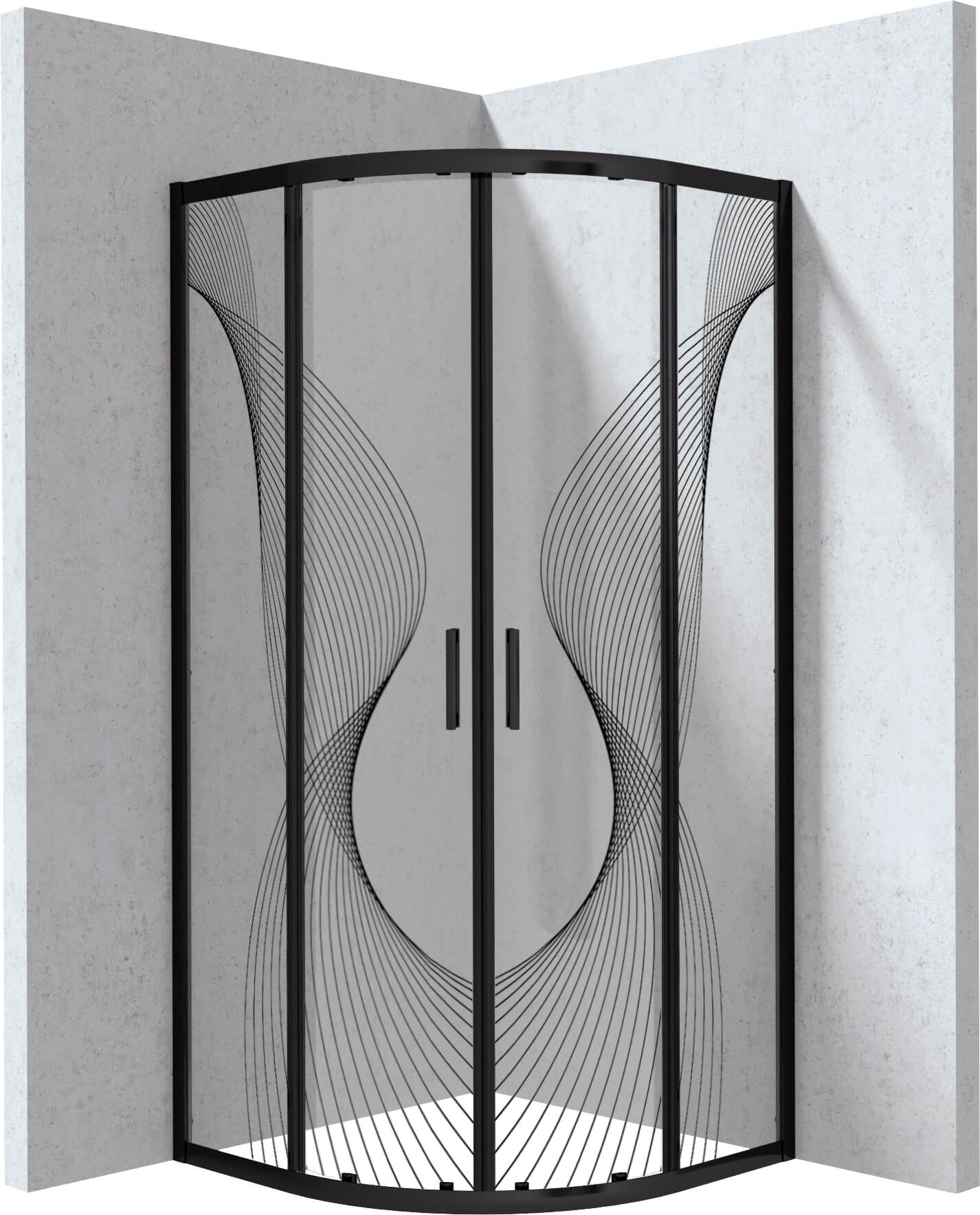 Deante Funkia Evo cabina de ducha 90x90 cm semicircular negro mate/vidrio con patrón KYPNB99P