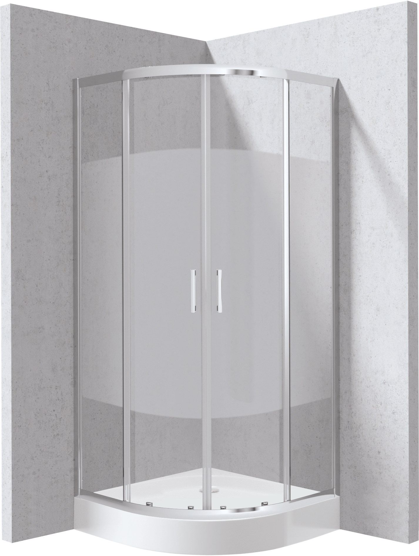 Deante Funkia Evo cabina con plato de ducha 80x80 cm semicircular cromo brillo/vidrio con patrón KYPZ0E88P