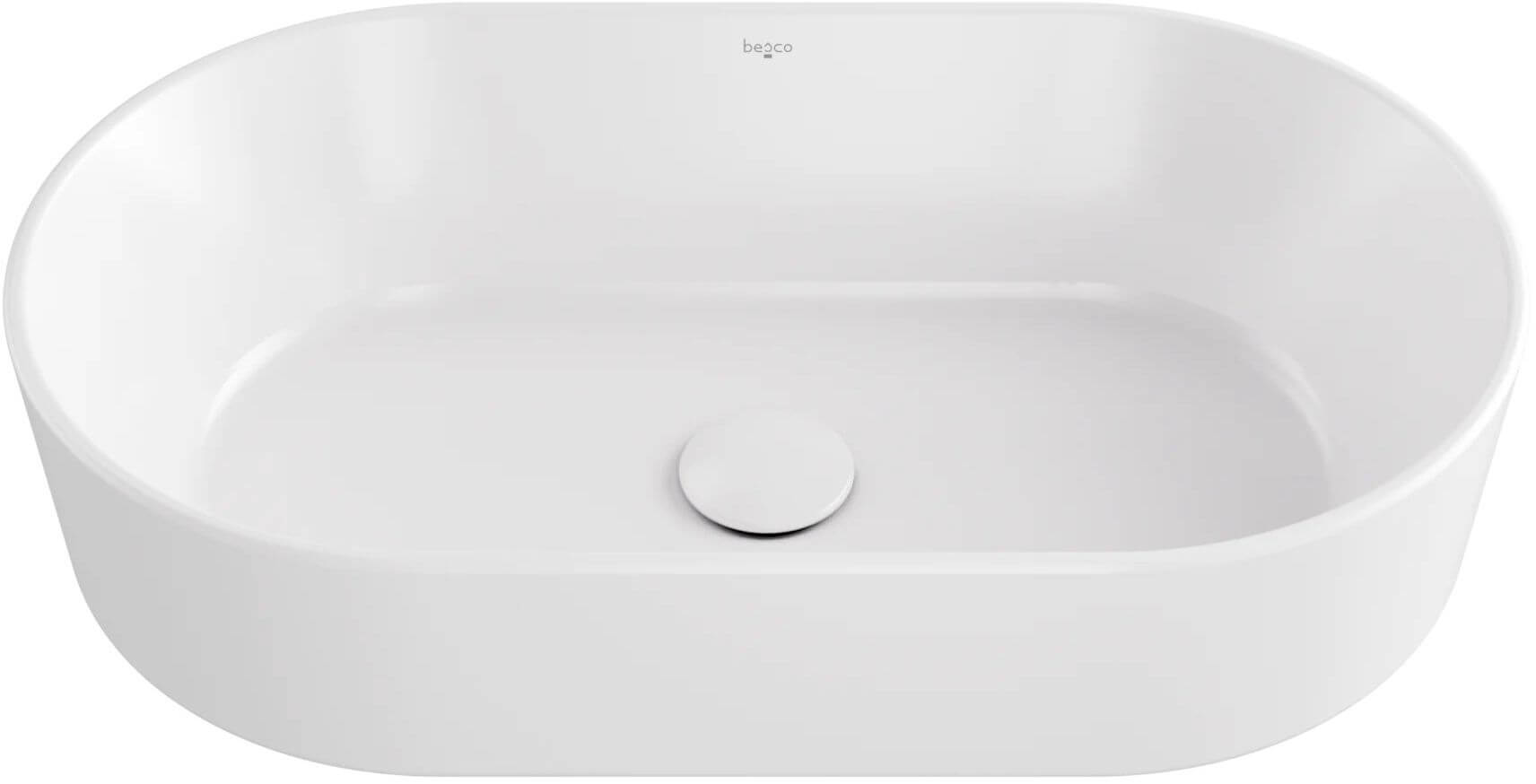Besco Lova lavabo 53x31 cm oval sobre encimera blanco brillante UNC-53-LOB