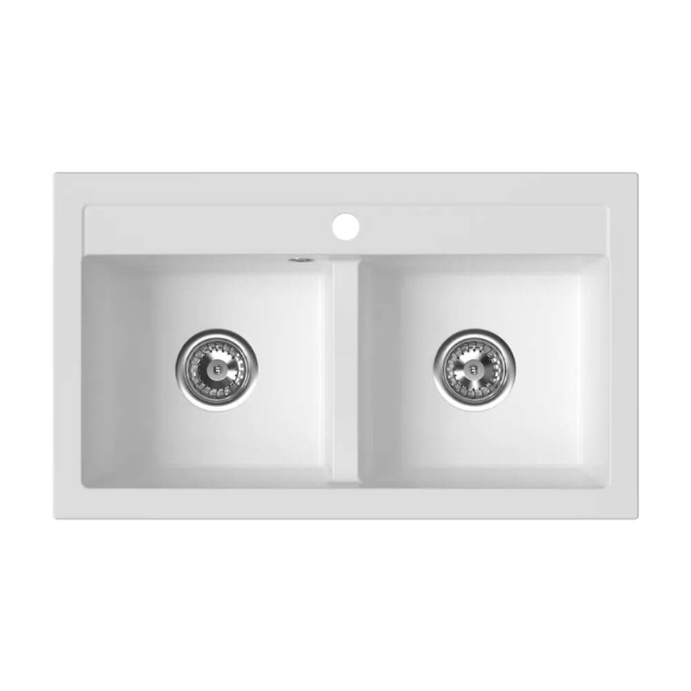 Ferro Stampo fregadero de granito 75x45 cm blanco DRGS2/45/75WH