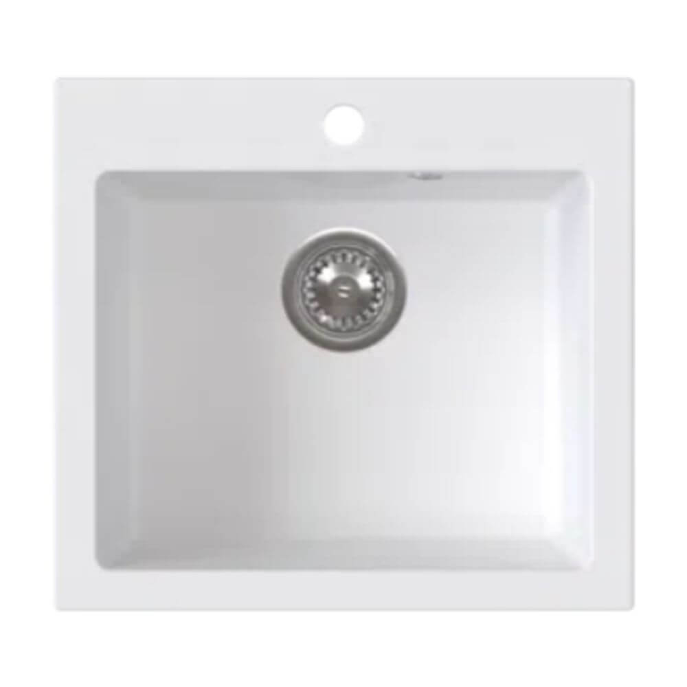 Ferro Stampo fregadero de granito 49x45 cm blanco DRGS1/45/49WH