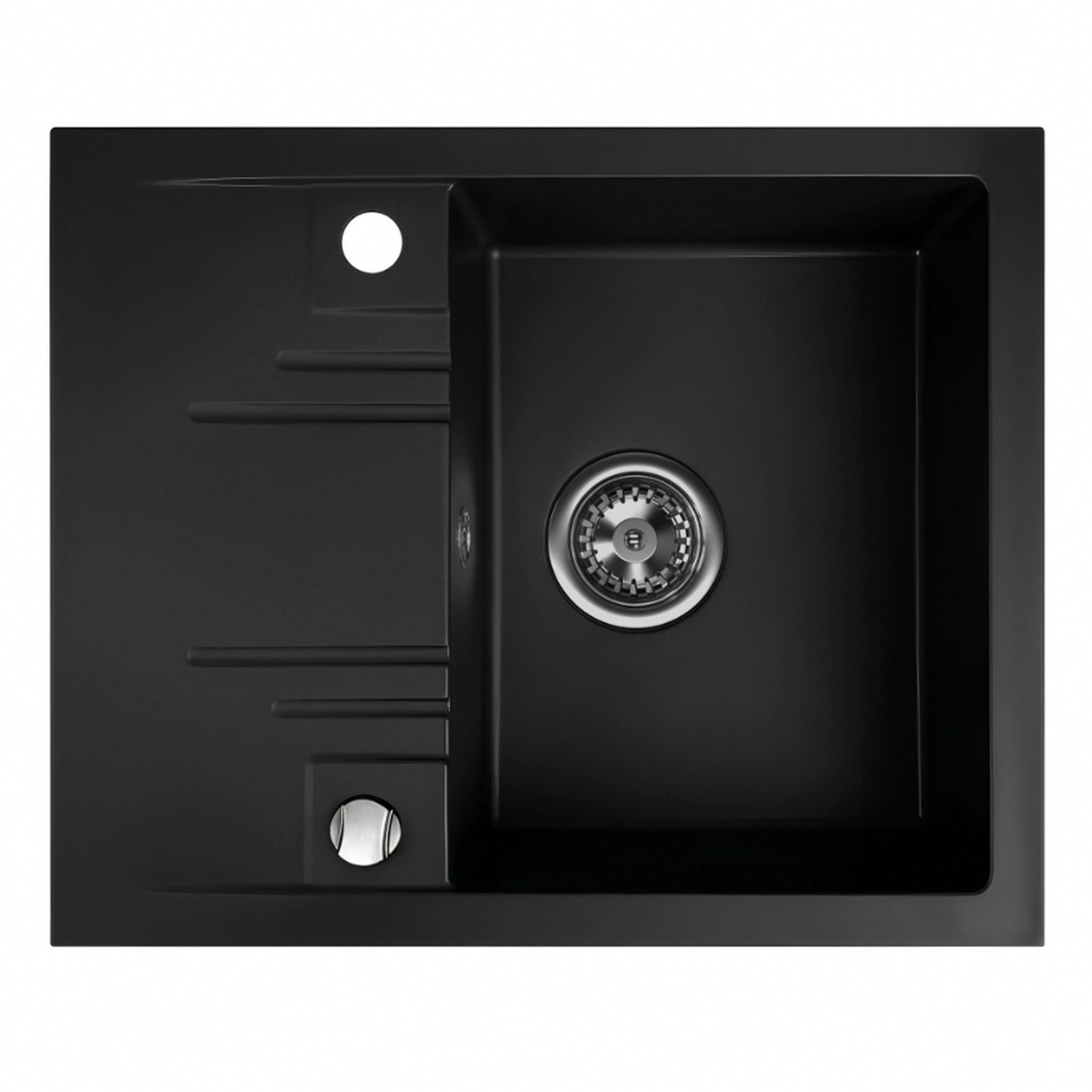 Ferro Mezzo II fregadero de granito 58x58 cm negro DRGM48-58BM