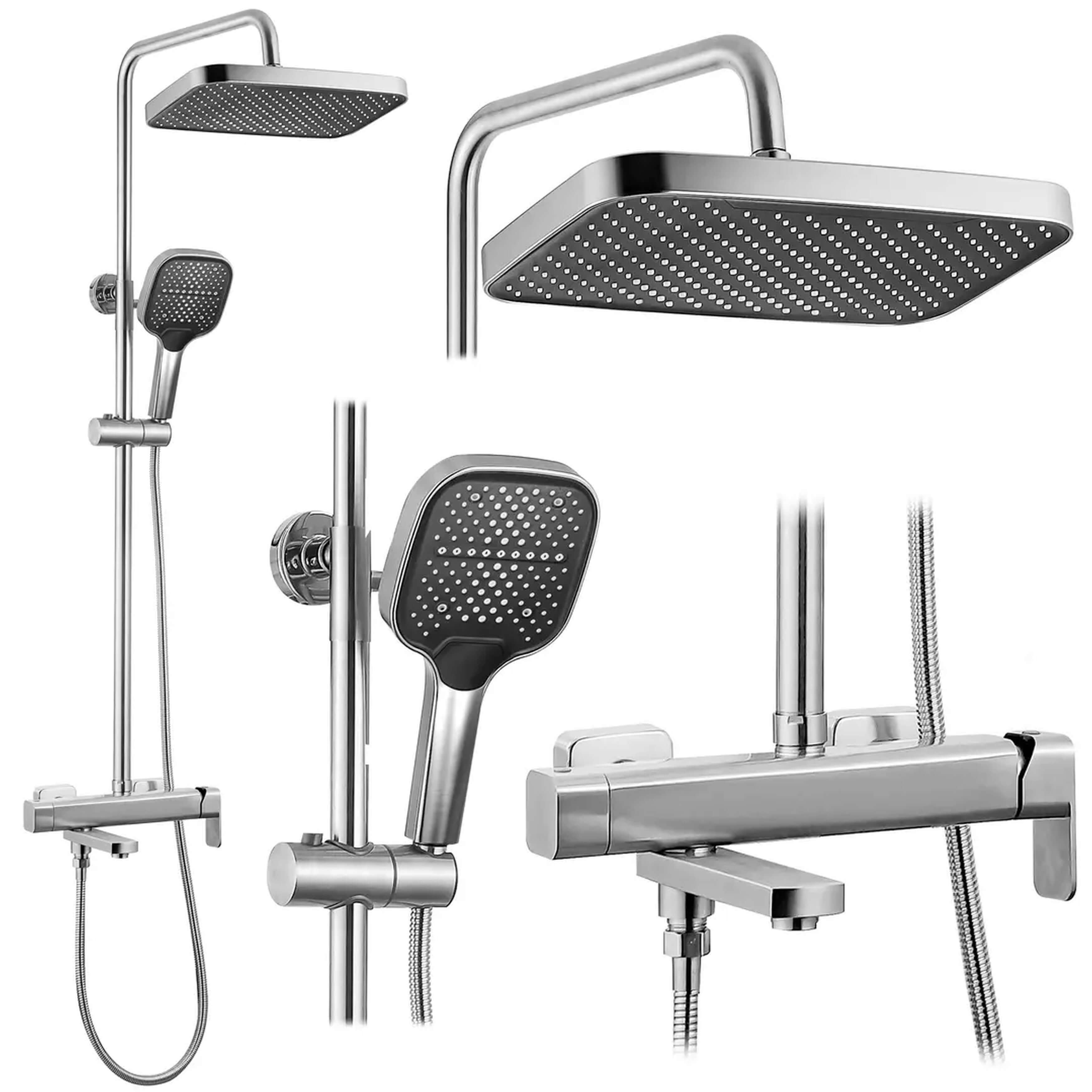 Rea Arlo conjunto de ducha a pared con rociador con efecto lluvia acero REA-P7340