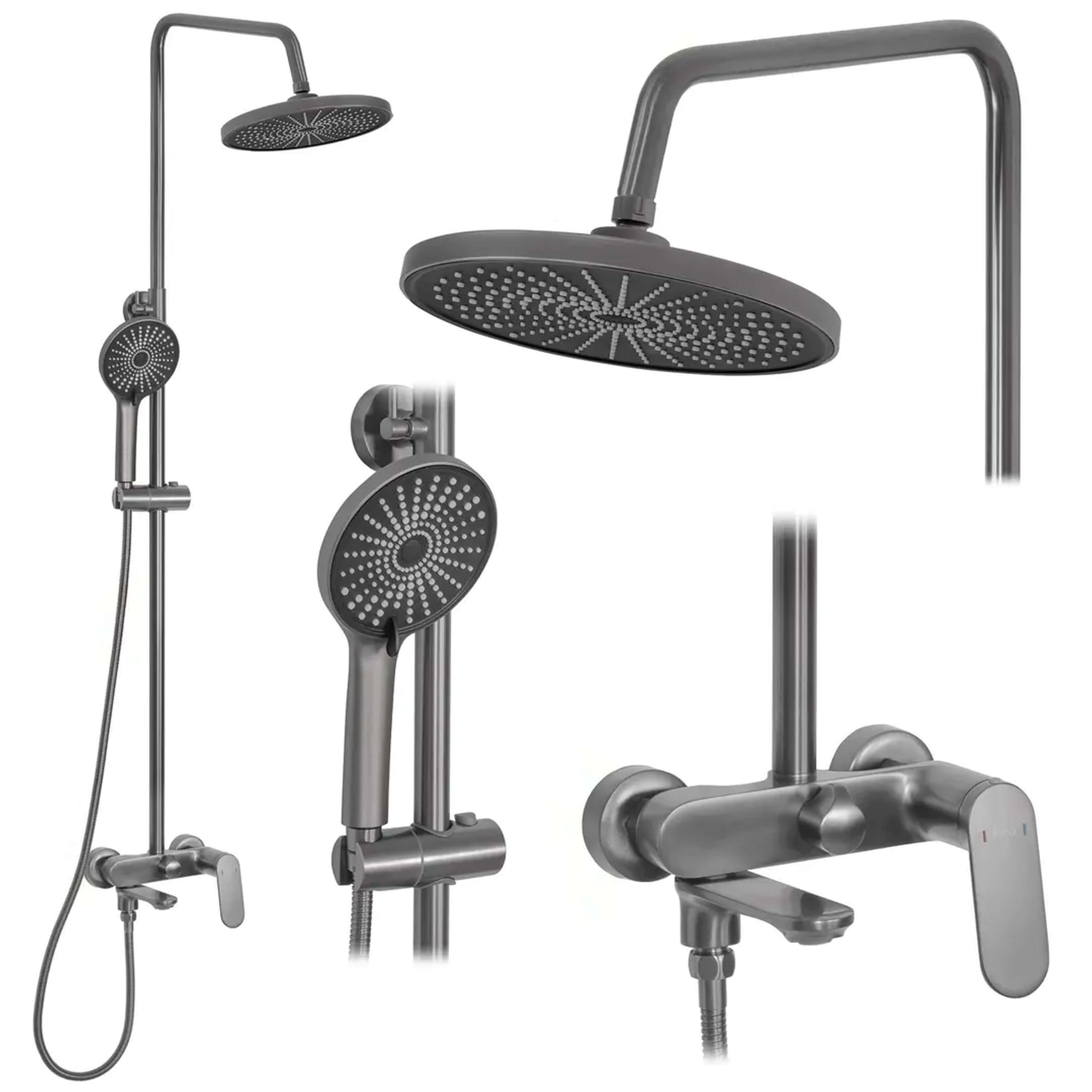 Rea Marco conjunto bañera/ducha a pared con rociador con efecto lluvia grafito REA-P5600