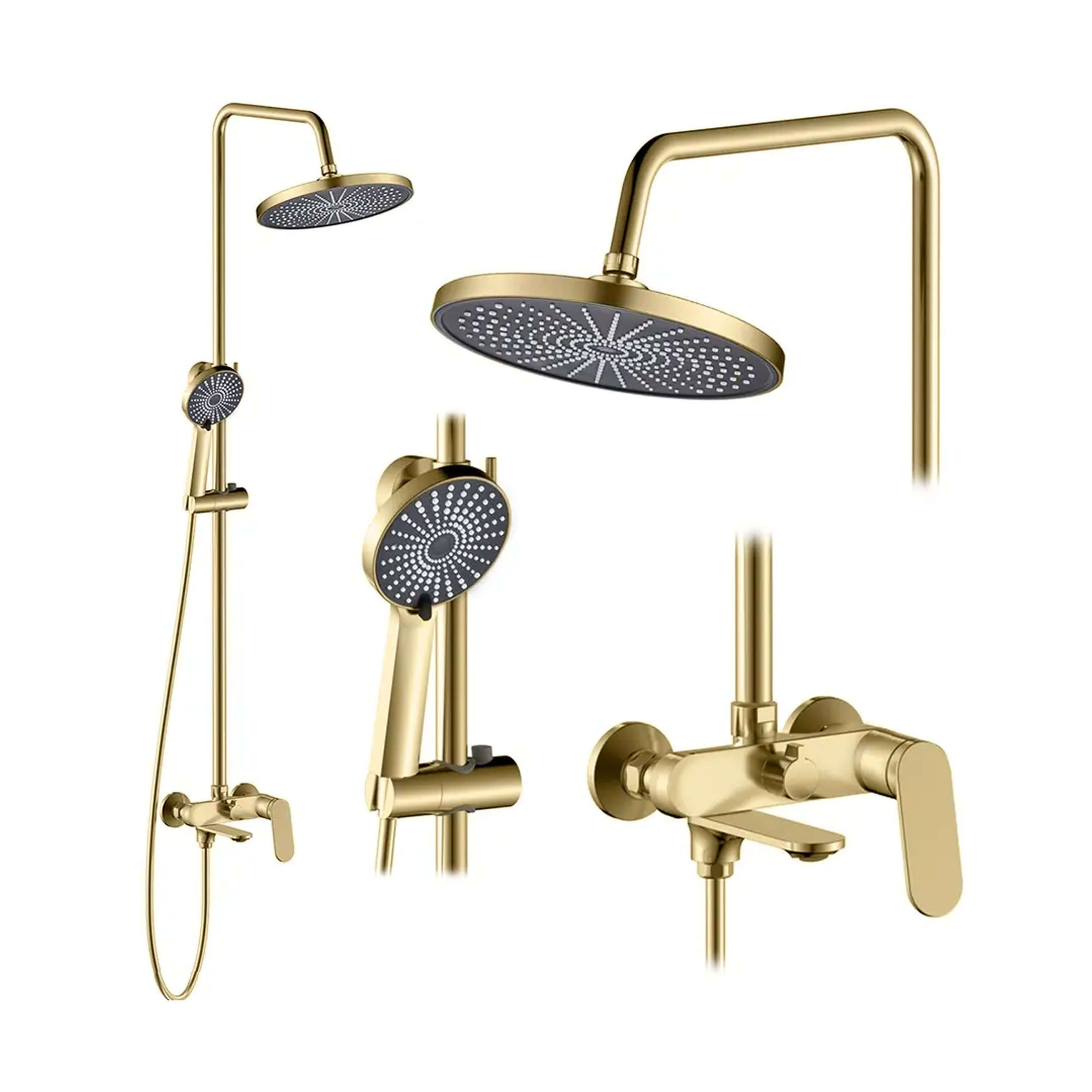 Rea Marco conjunto bañera/ducha a pared con rociador con efecto lluvia oro REA-P8548