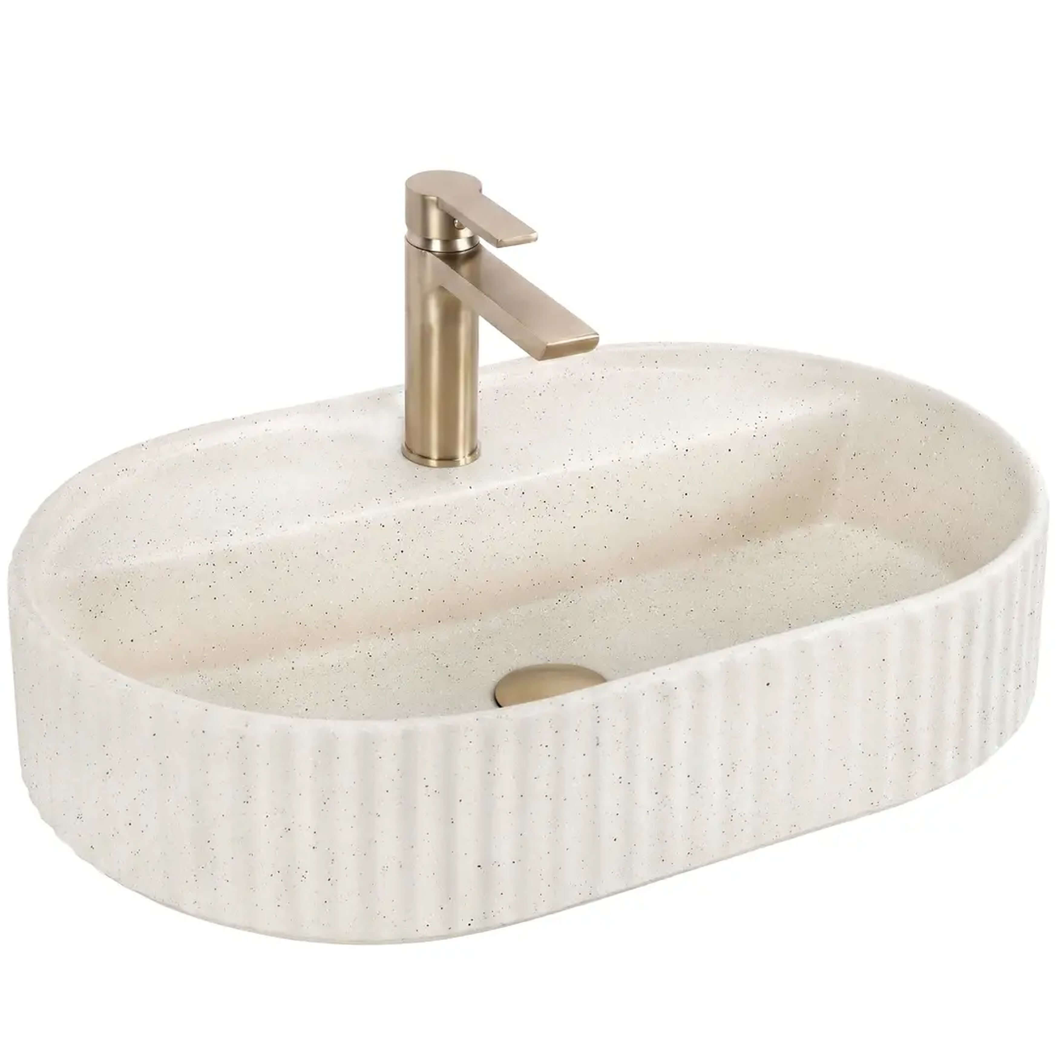 Rea Marcela lavabo 60x37 cm oval sobre encimera marrón/beige mate REA-U3520