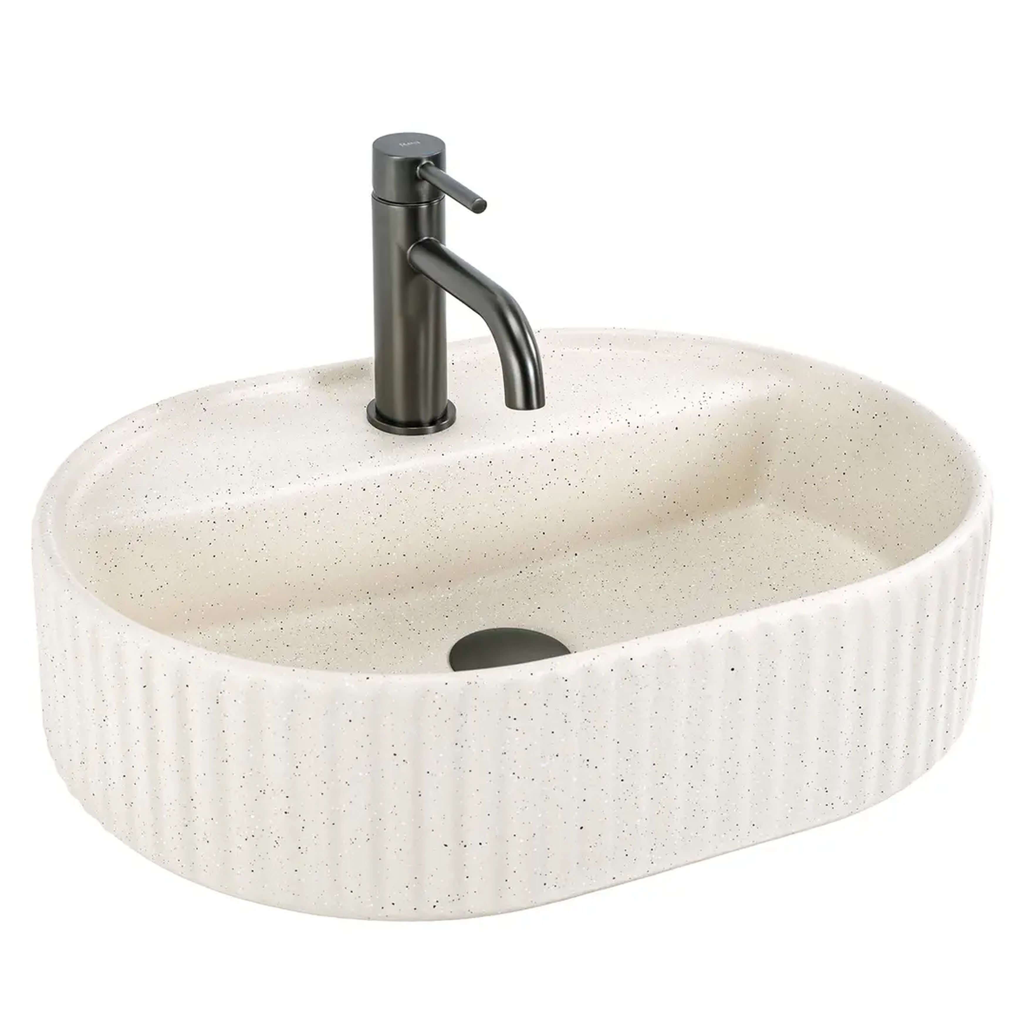 Rea Marcela lavabo 50x35.5 cm oval sobre encimera marrón/beige mate REA-U3516