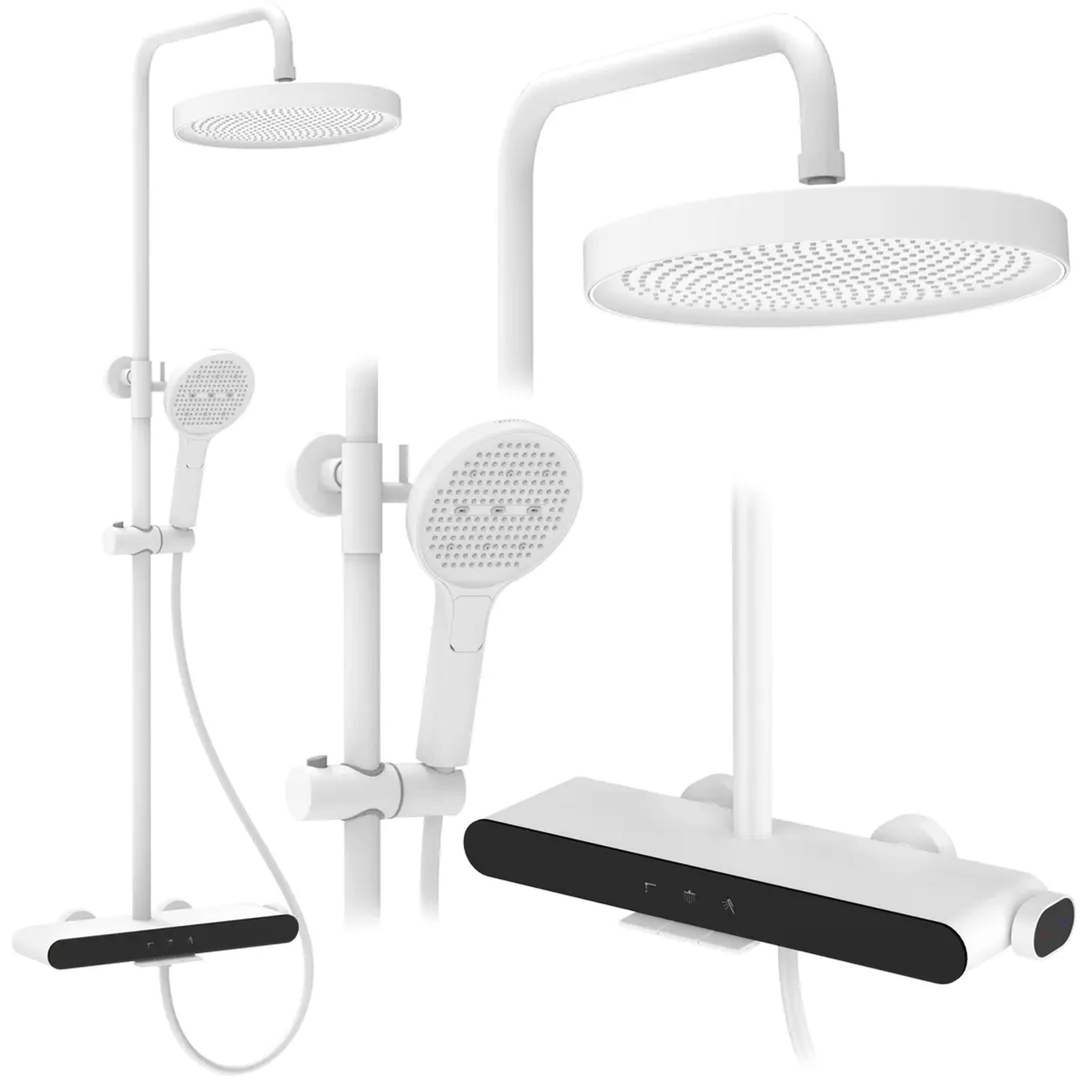 Rea Farel conjunto de ducha a pared con rociador con efecto lluvia blanco REA-P0353