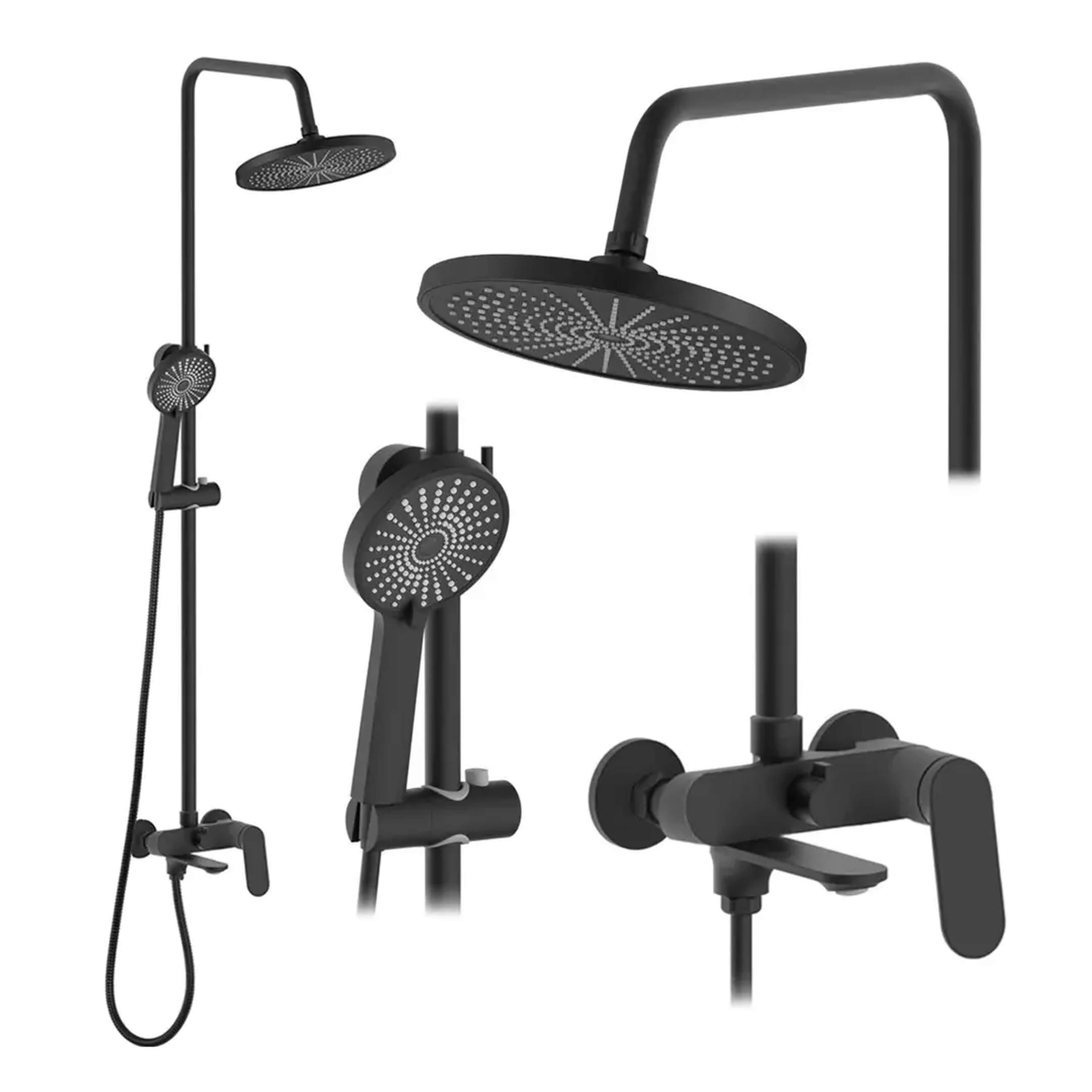 Rea Marco conjunto bañera/ducha a pared con rociador con efecto lluvia negro REA-P8545