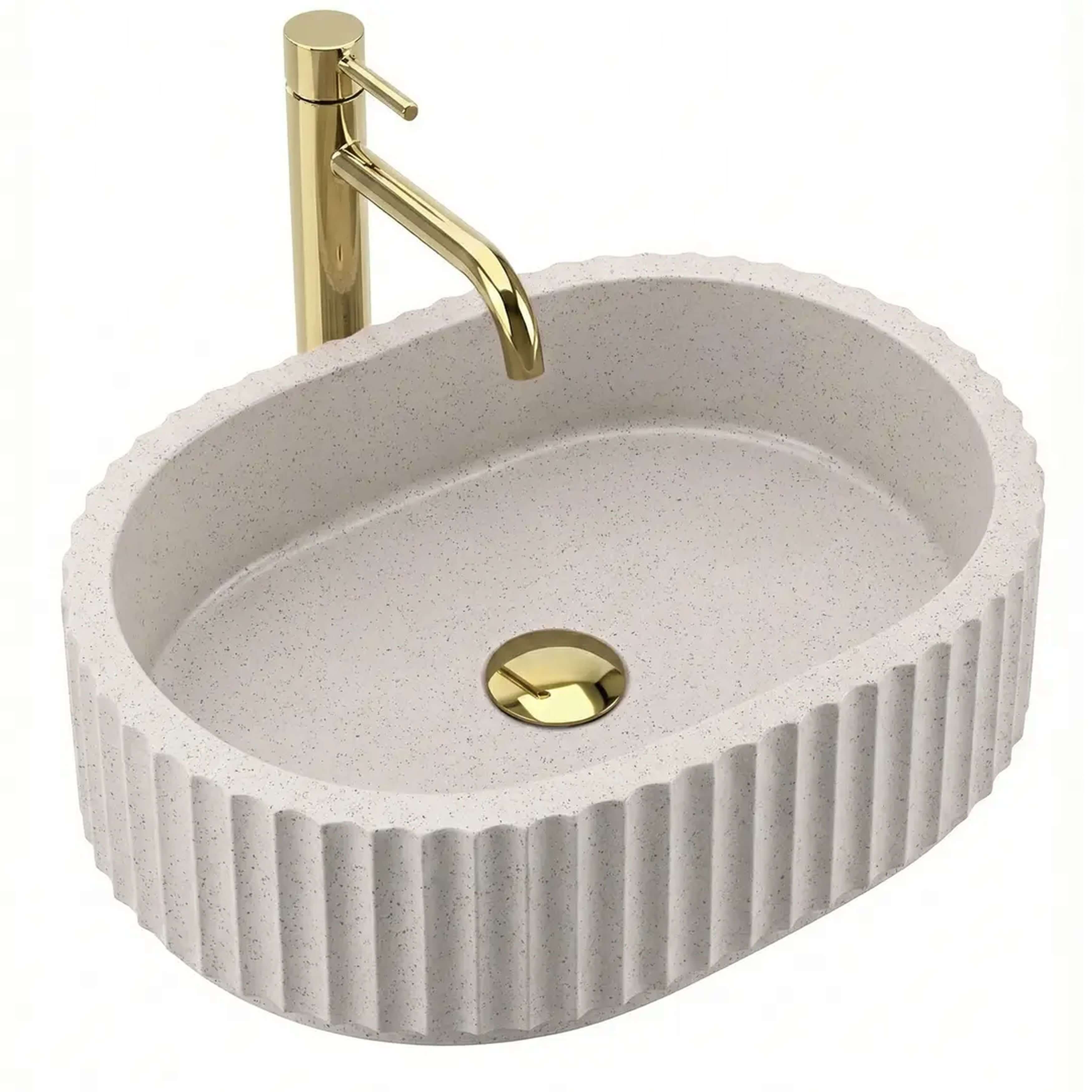 Rea Margaret lavabo 50x35.5 cm oval sobre encimera marrón/beige mate REA-U7343