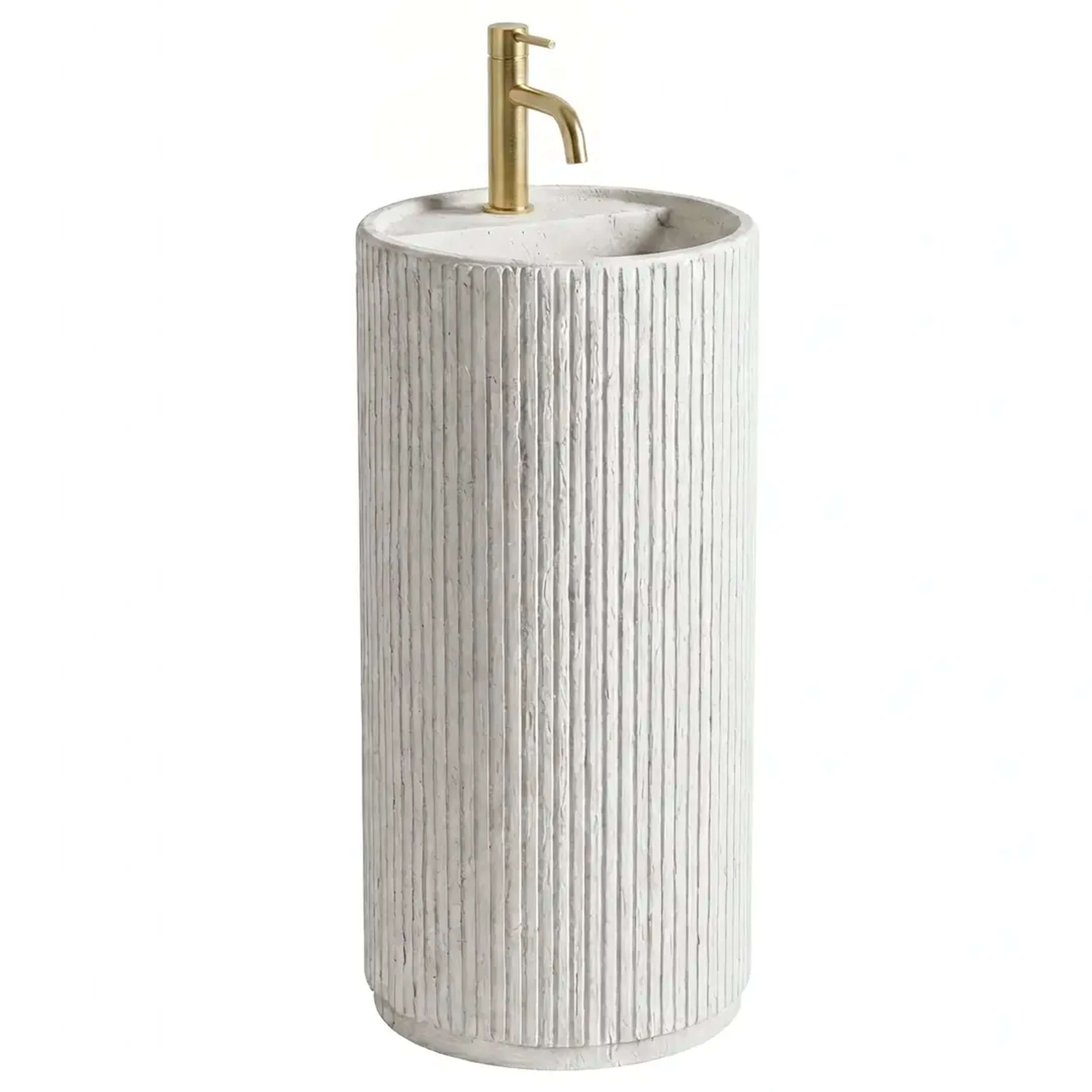 Rea Margarita lavabo 39x39 cm circular exento blanco-gris/piedra mate REA-U0614