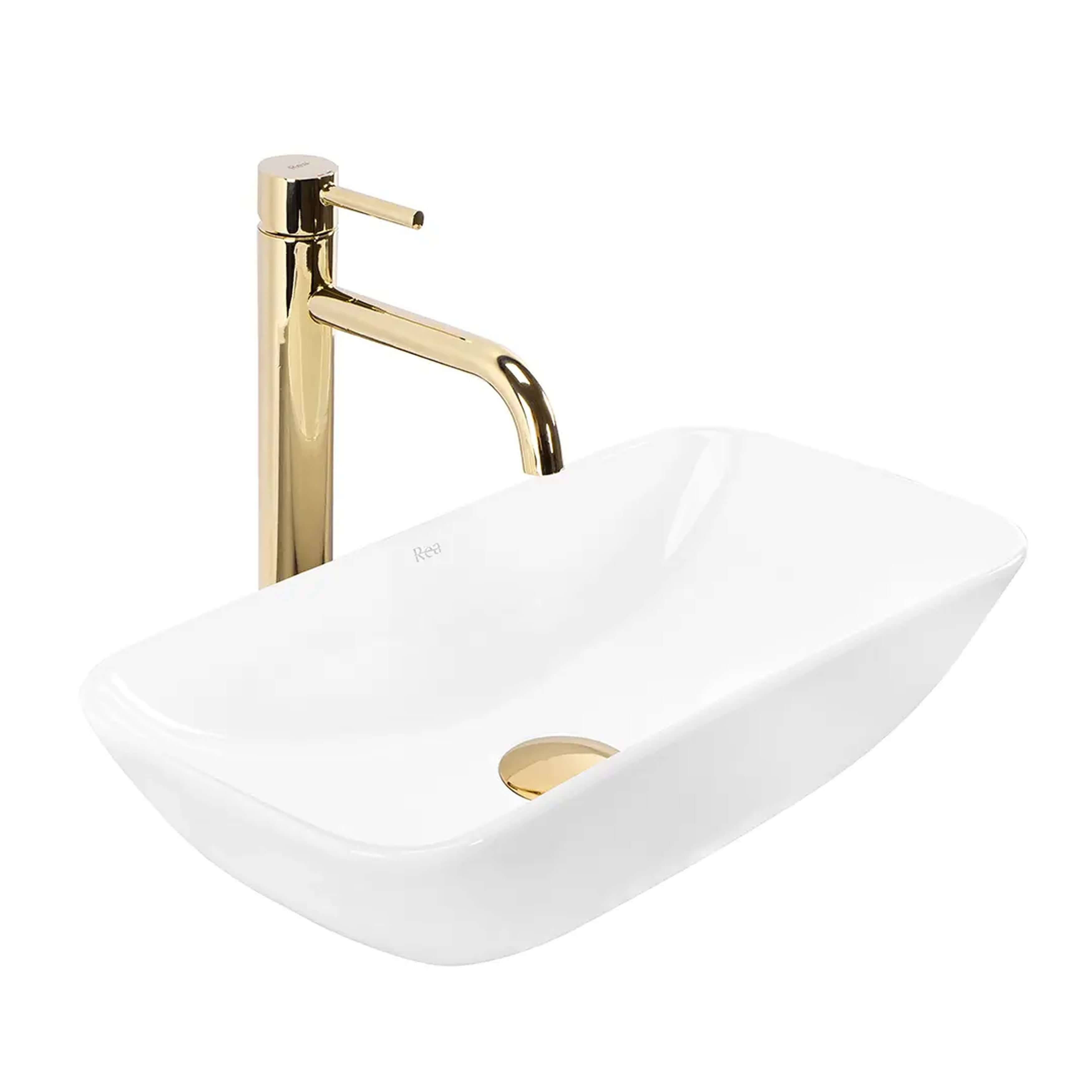Rea Maria lavabo 48x23.5 cm rectangular sobre encimera blanco brillante REA-U6980