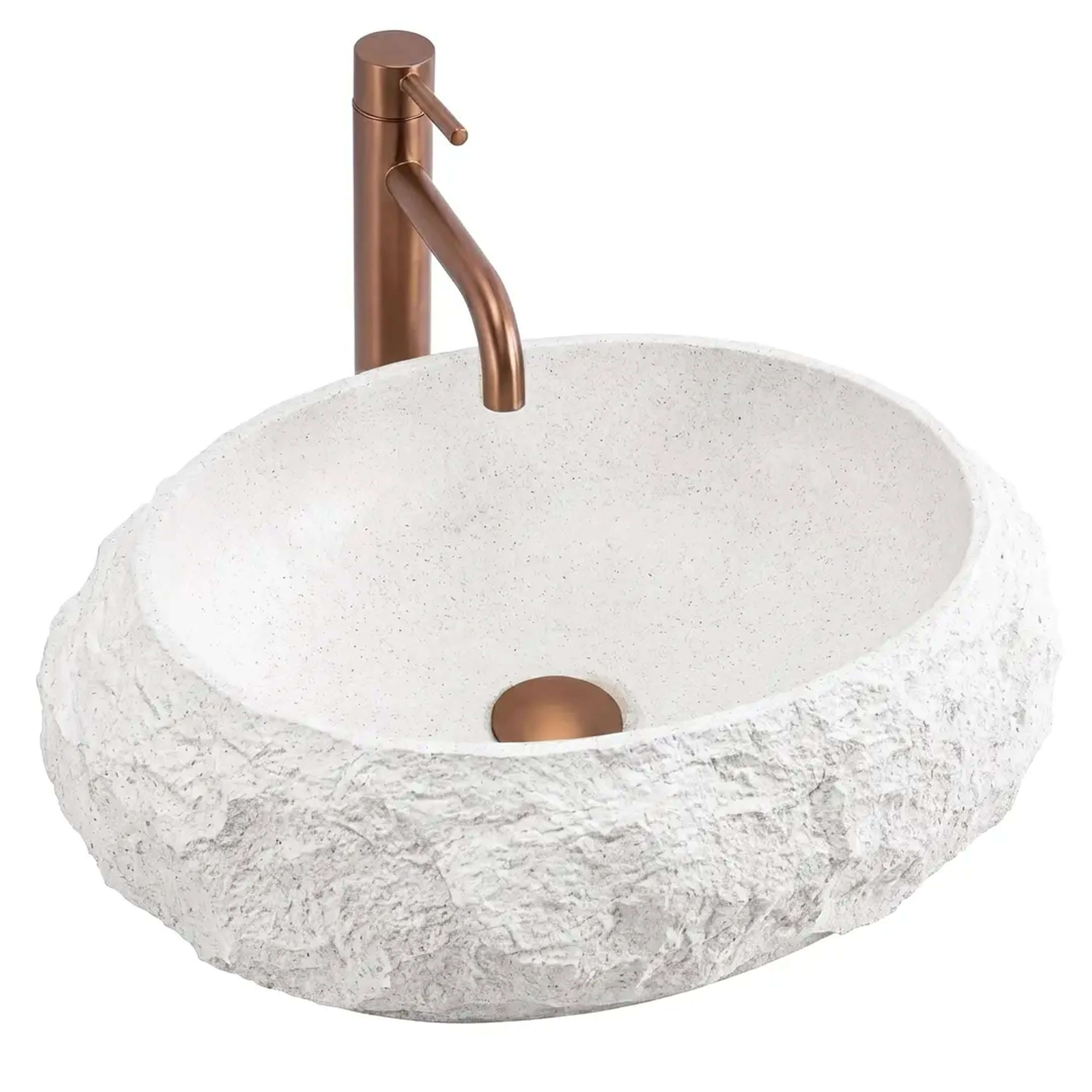 Rea Mika lavabo 50x38 cm oval sobre encimera blanco-gris/piedra mate REA-U7350