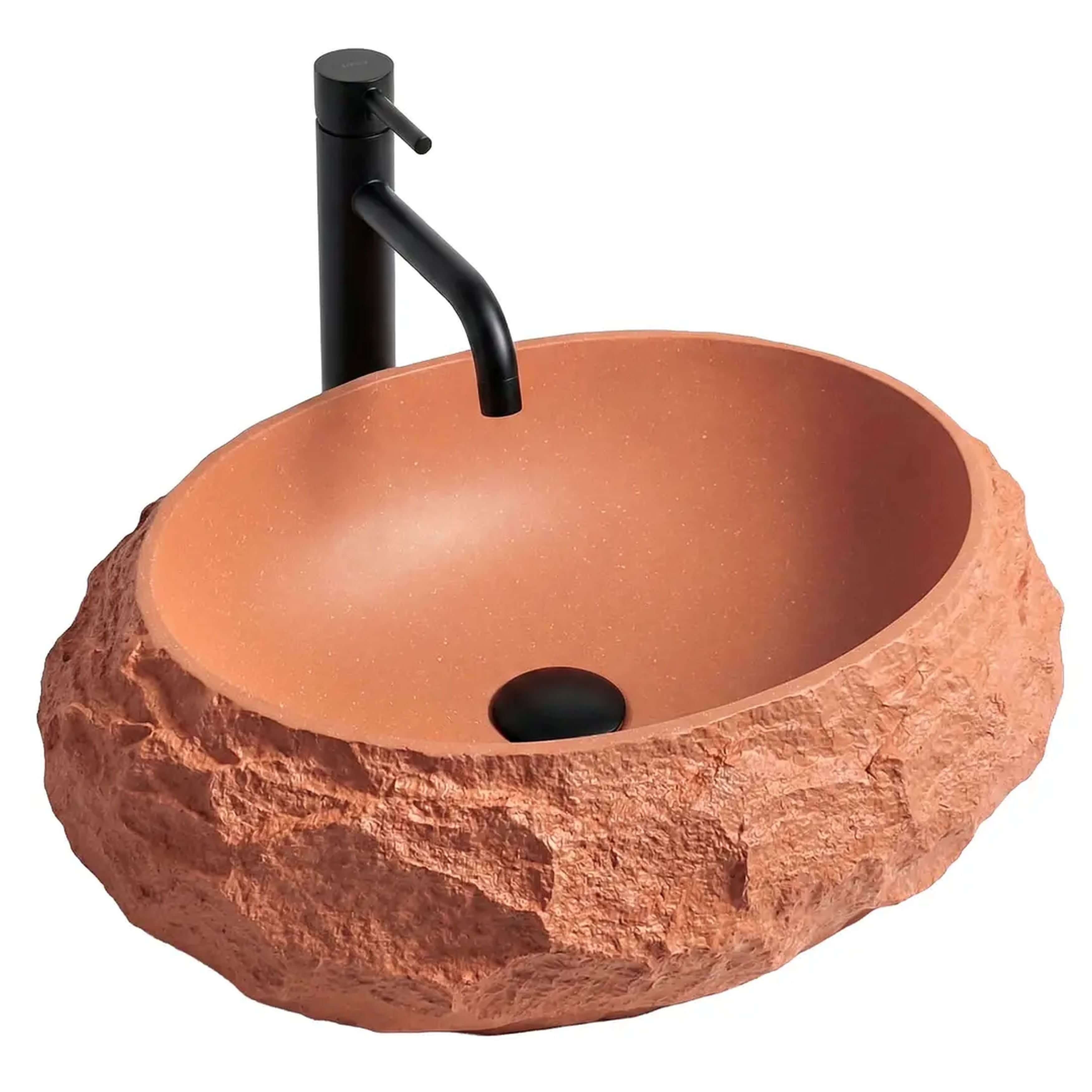 Rea Mika lavabo 50x38 cm oval sobre encimera gris/piedra-marrón/beige mate REA-U7349