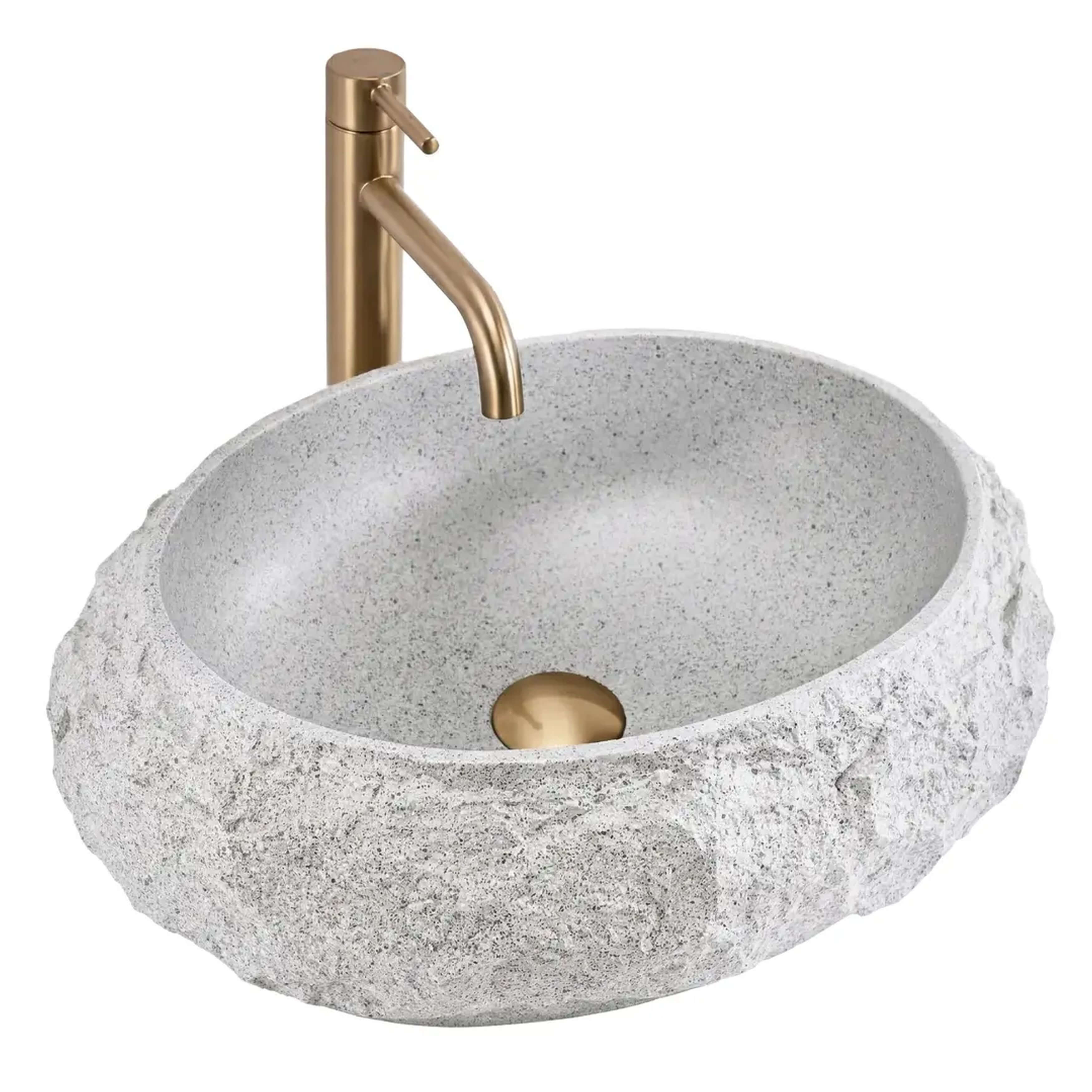 Rea Mika lavabo 50x38 cm oval sobre encimera gris/piedra-marrón/beige mate REA-U4332