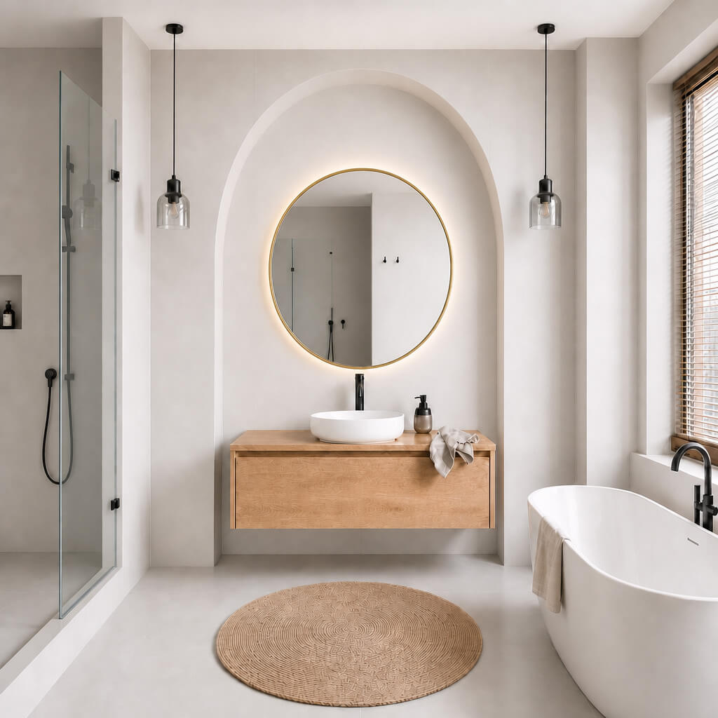 Baltica Design Aluma espejo 60x60 cm circular con iluminación oro 5904107933856